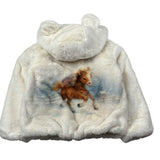 Saint Barth Pelliccia tinta unita con Cappuccio Panna per Bambina HYSODE PANNA SAINT BARTH 