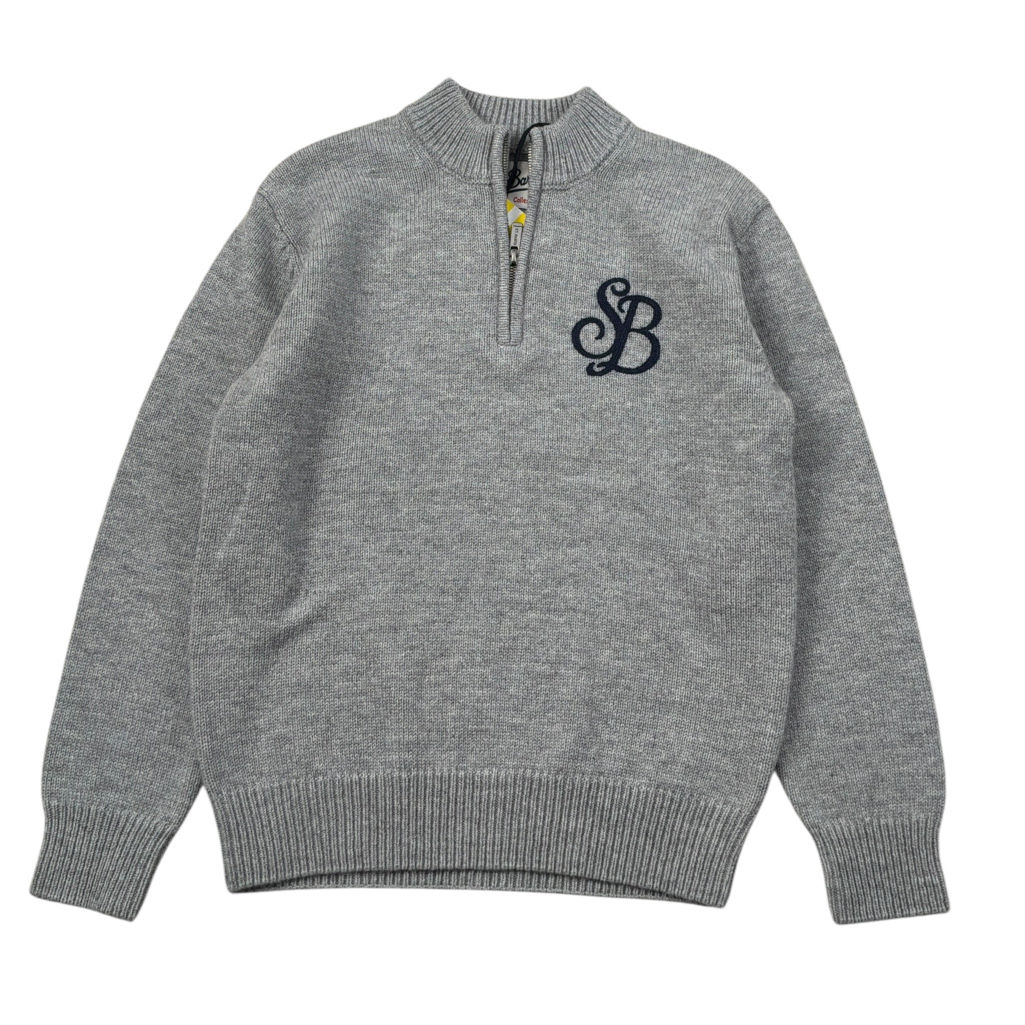Saint Barth Maglia tinta unita con Zip E Stampa Grigio per Bambina JERMYNH GRIGIO SAINT BARTH 