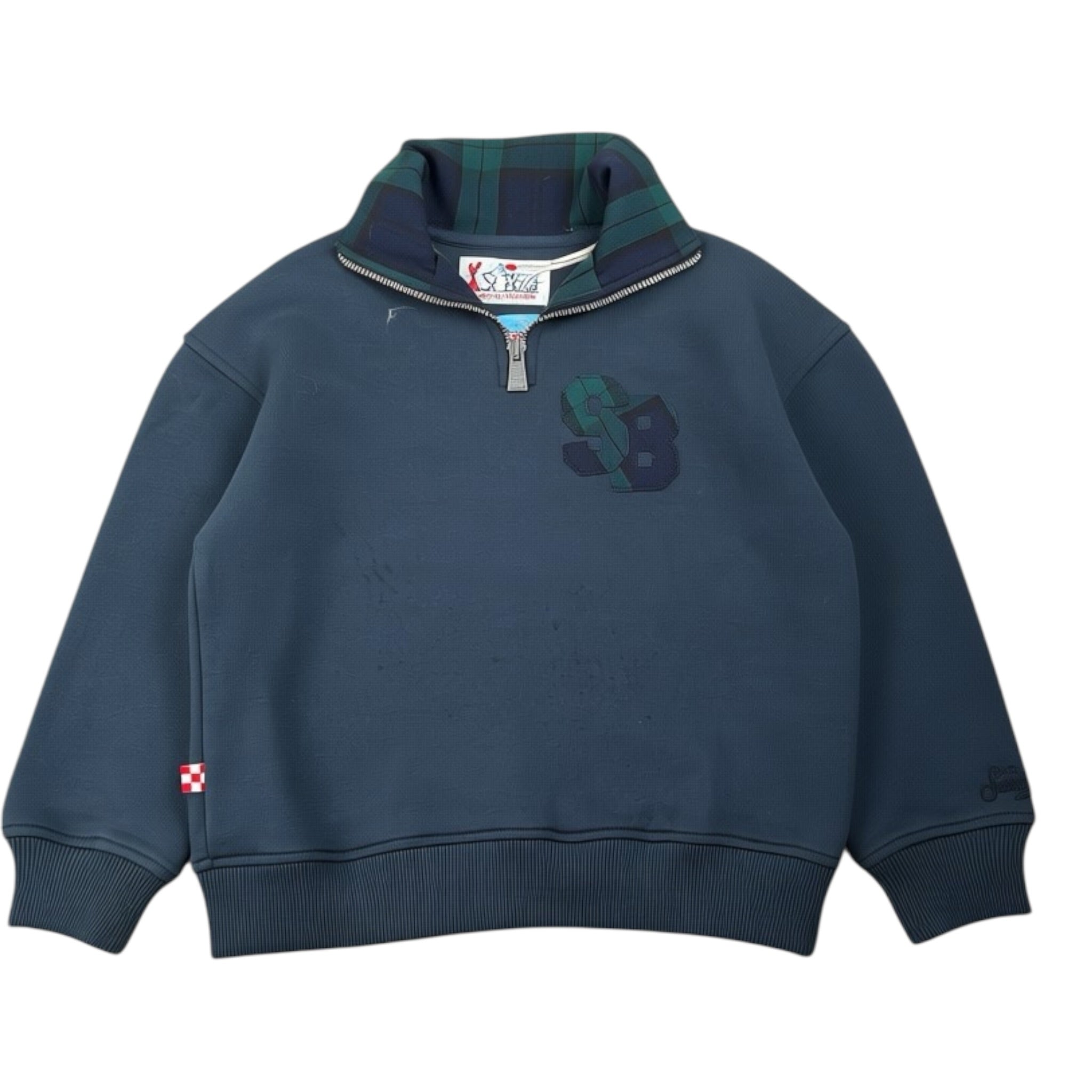 Saint Barth Felpa tinta unita con Colletto Blu per Bambino KENNETH BLU SAINT BARTH 