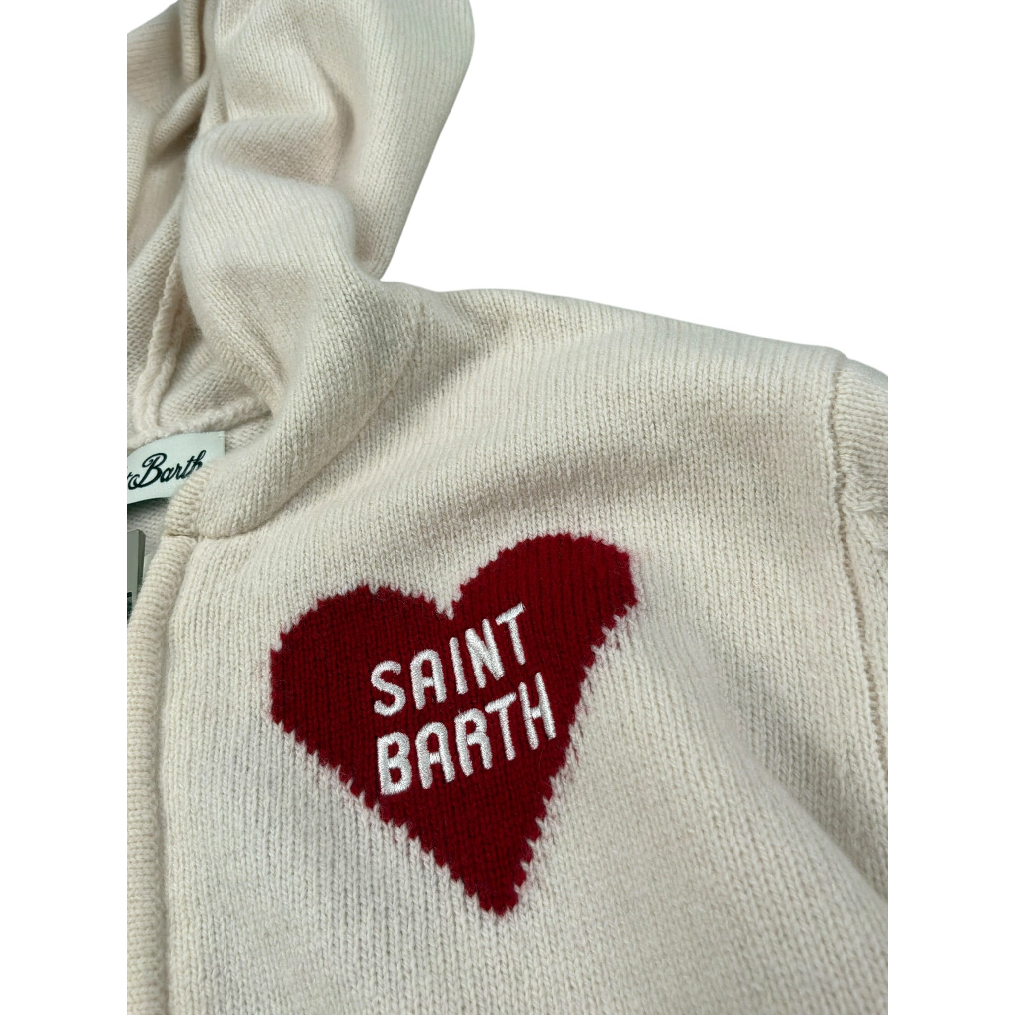 Saint Barth Maglia tinta unita con Zip E Cappuccio Panna per Bambina KYLA PANNA SAINT BARTH 