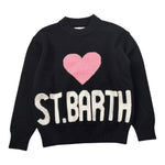 Saint Barth Maglia Girocollo tinta unita con Logo Nero per Bambina KYLASTBA NERO SAINT BARTH 
