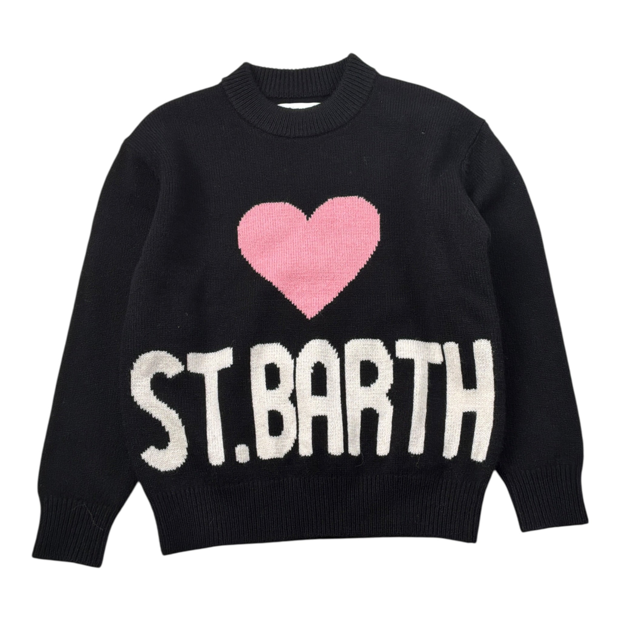 Saint Barth Maglia Girocollo tinta unita con Logo Nero per Bambina KYLASTBA NERO SAINT BARTH 