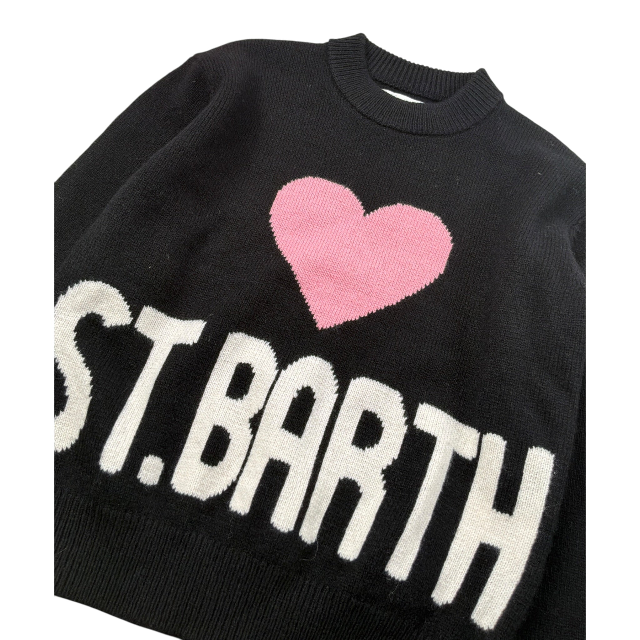 Saint Barth Maglia Girocollo tinta unita con Logo Nero per Bambina KYLASTBA NERO SAINT BARTH 
