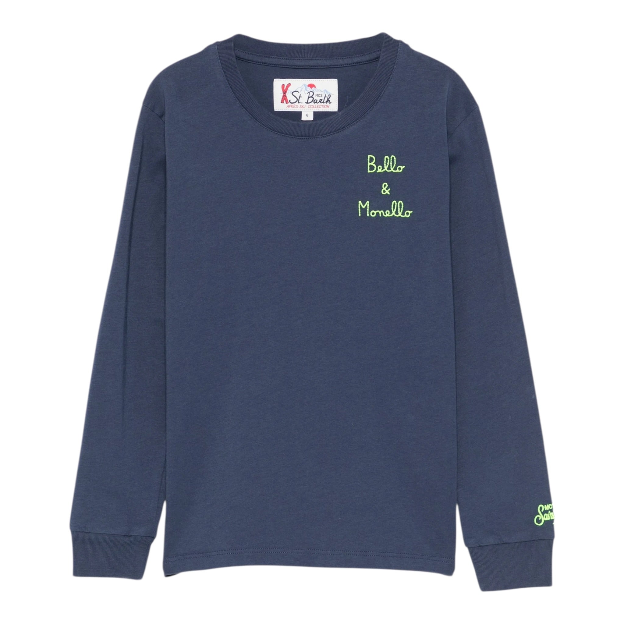 Saint Barth Shirt Girocollo tinta unita con Stampa Blu per Bambino LUT0003 BLU SAINT BARTH 