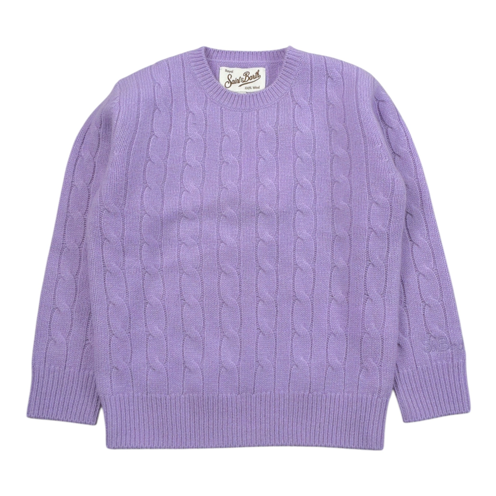 Saint Barth Maglia tinta unita con Trecce Lilla per Bambina LYL00400392LJ LILLA SAINT BARTH 