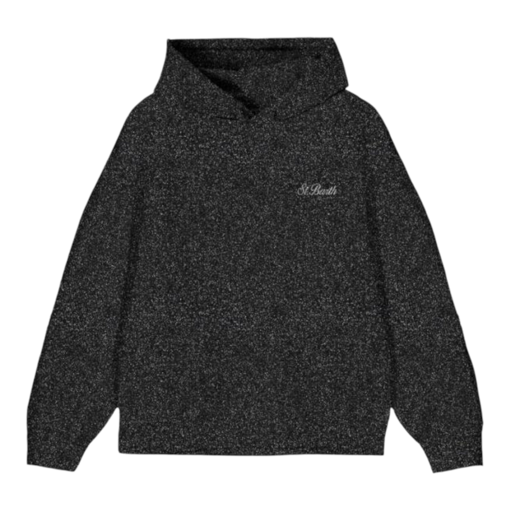 Saint Barth Felpa Tinta con Cappuccio In Lurex Nero per Bambina MIND0006 NERO SAINT BARTH 