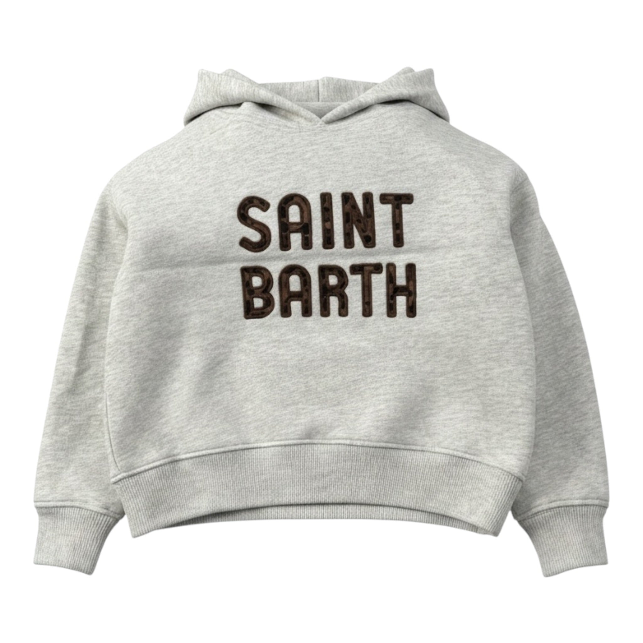 Saint Barth Felpa Chiusa con Cappuccio tinta unita con Stampa Grigio per Bambina MINDYY GRIGIO SAINT BARTH 