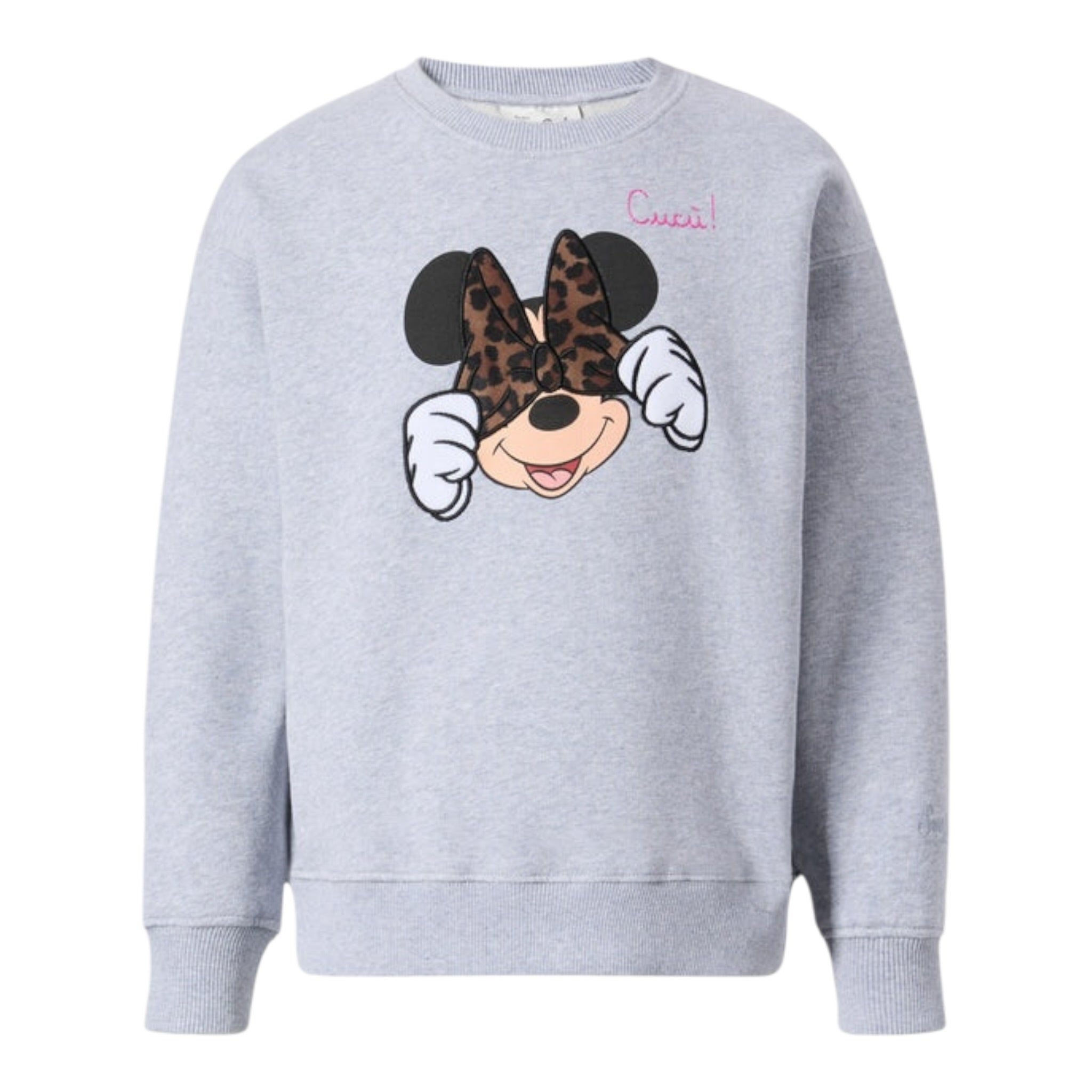 Saint Barth Felpa Chiusa Girocollo tinta unita con Stampa Grigio per Bambina MINNIE GRIGIO SAINT BARTH 