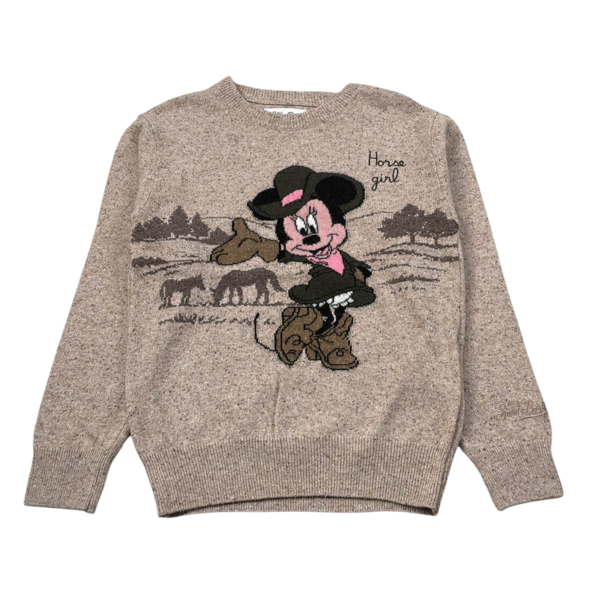 Saint Barth Felpa Chiusa Girocollo tinta unita con Stampa Beige per Bambina MINNIEH BEIGE SAINT BARTH 