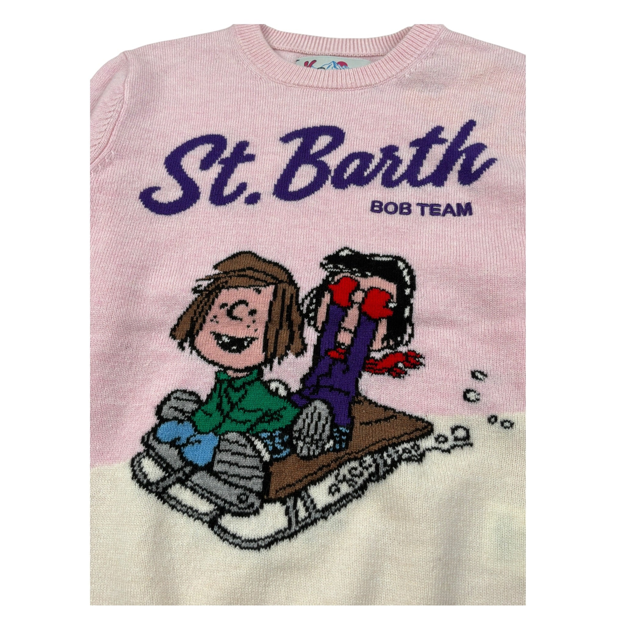 Saint Barth Maglia Girocollo tinta unita con Logo Rosa per Bambina PEATUNS ROSA SAINT BARTH 