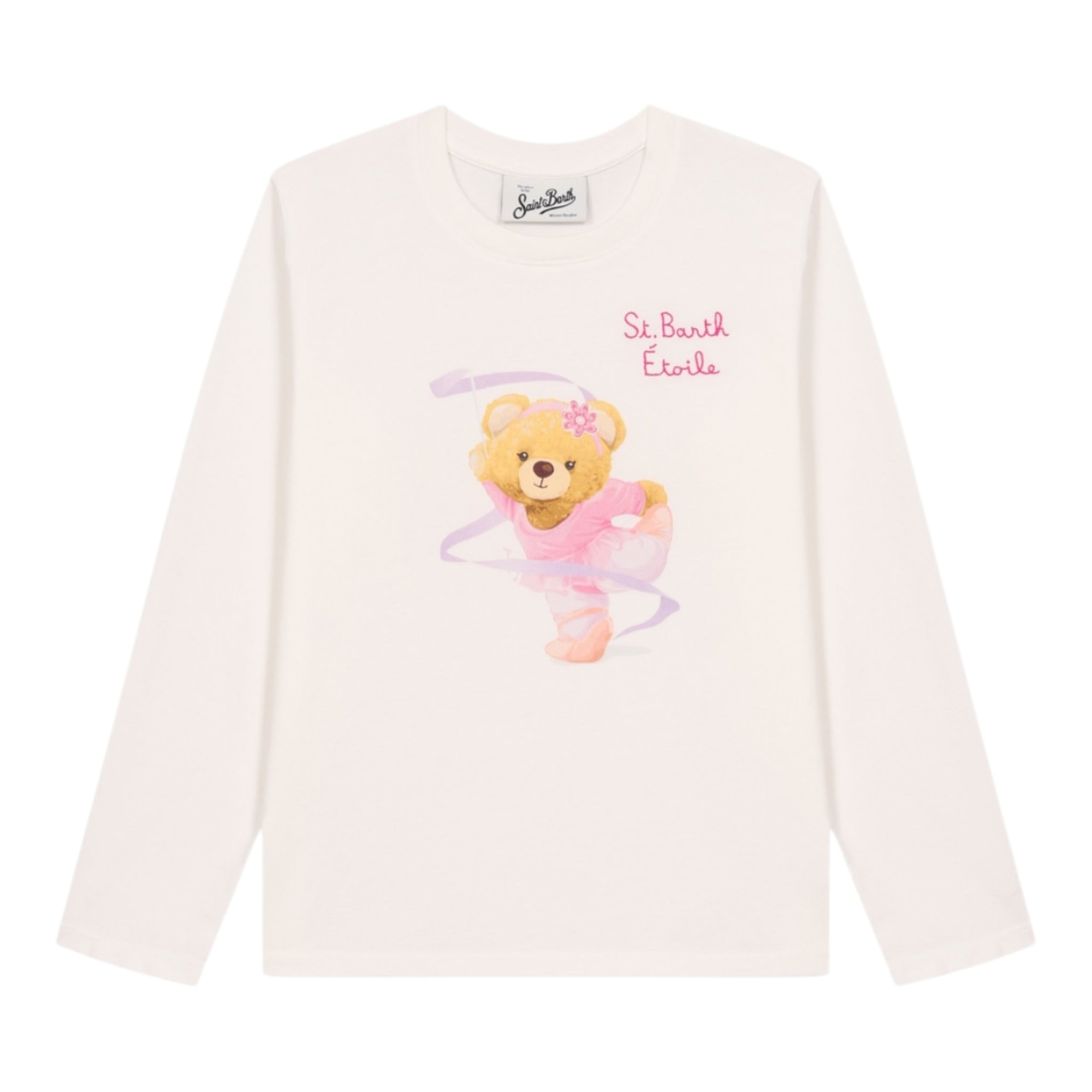 Saint Barth Shirt Girocollo tinta unita con Stampa Bianco per Bambina PENN001 BIANCO SAINT BARTH 