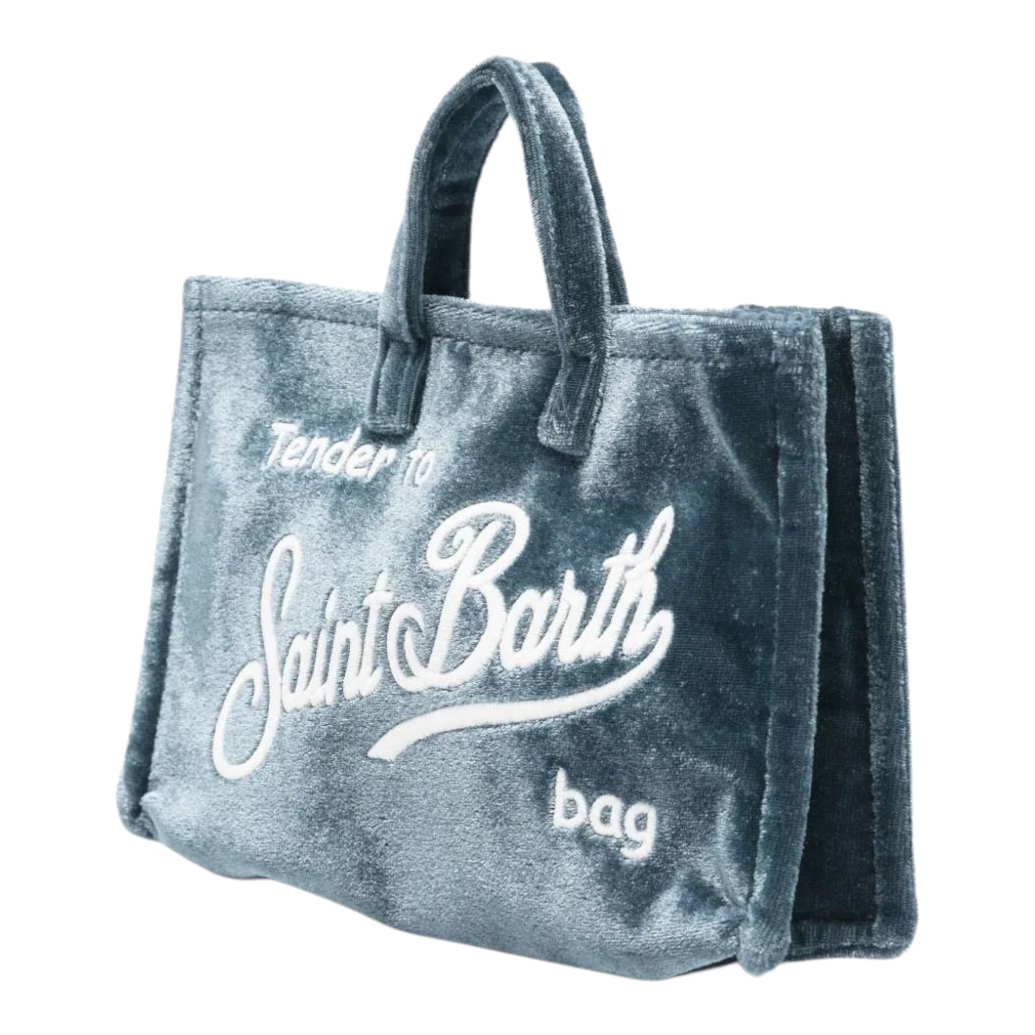 Saint Barth Mini Borsa tinta unita con Logo Blu per Bambina PHONE008 BLU SAINT BARTH 