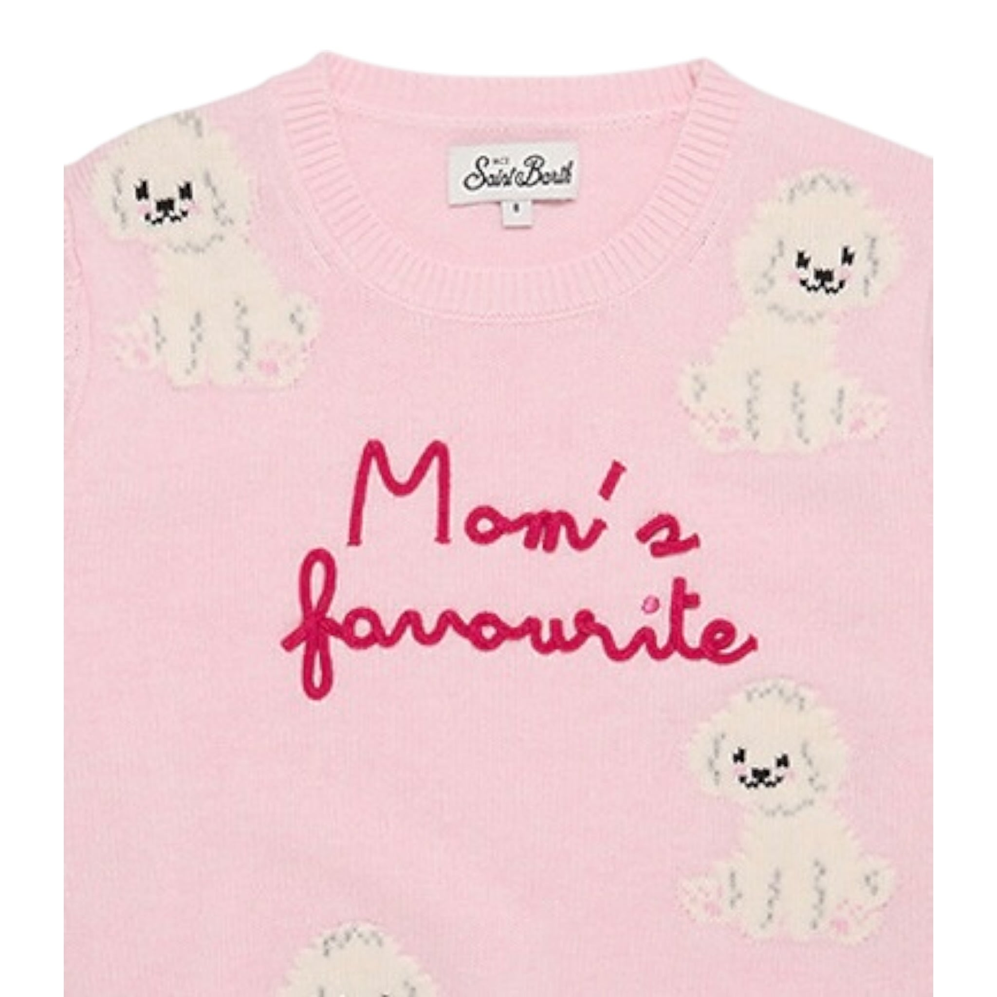 Saint Barth Maglia tinta unita con Stampa Rosa per Neonata PRC0000502277I ROSA SAINT BARTH 