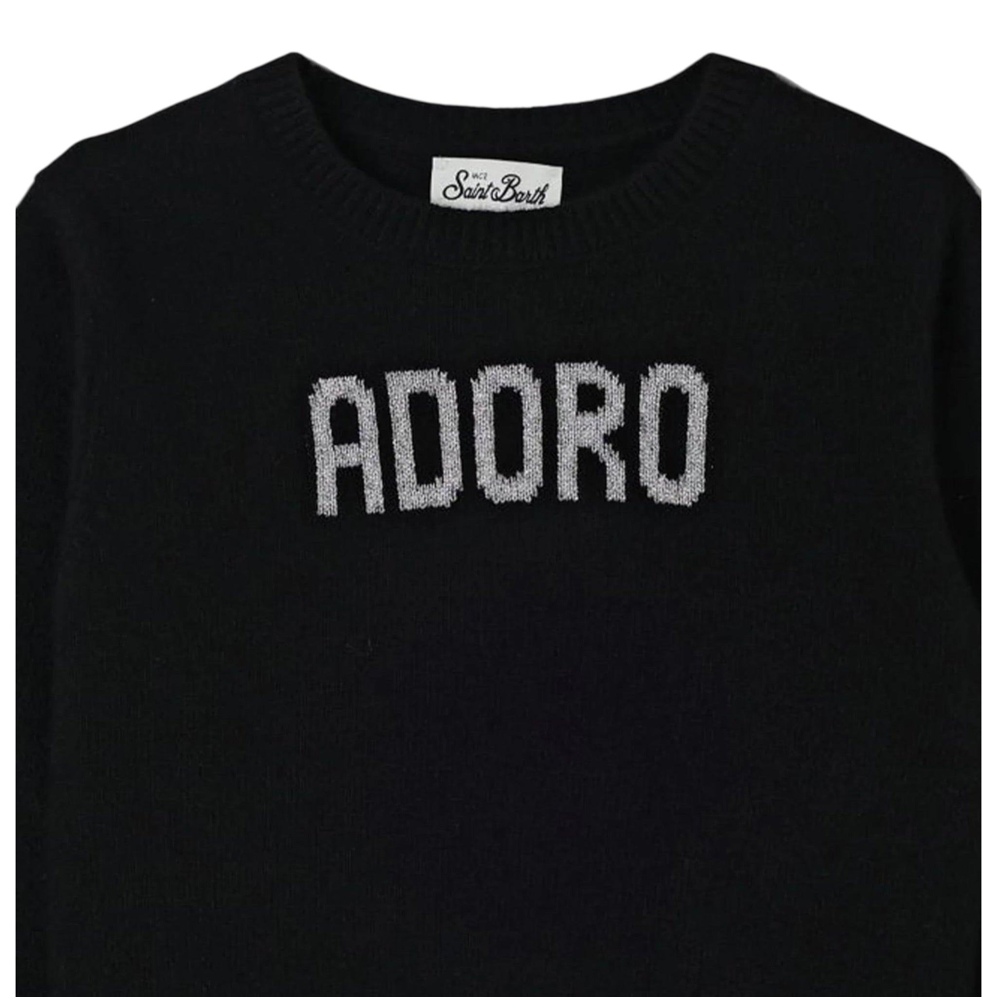 Saint Barth Maglia tinta unita con Stampa Nero per Bambina PRC000100553 NERO SAINT BARTH 