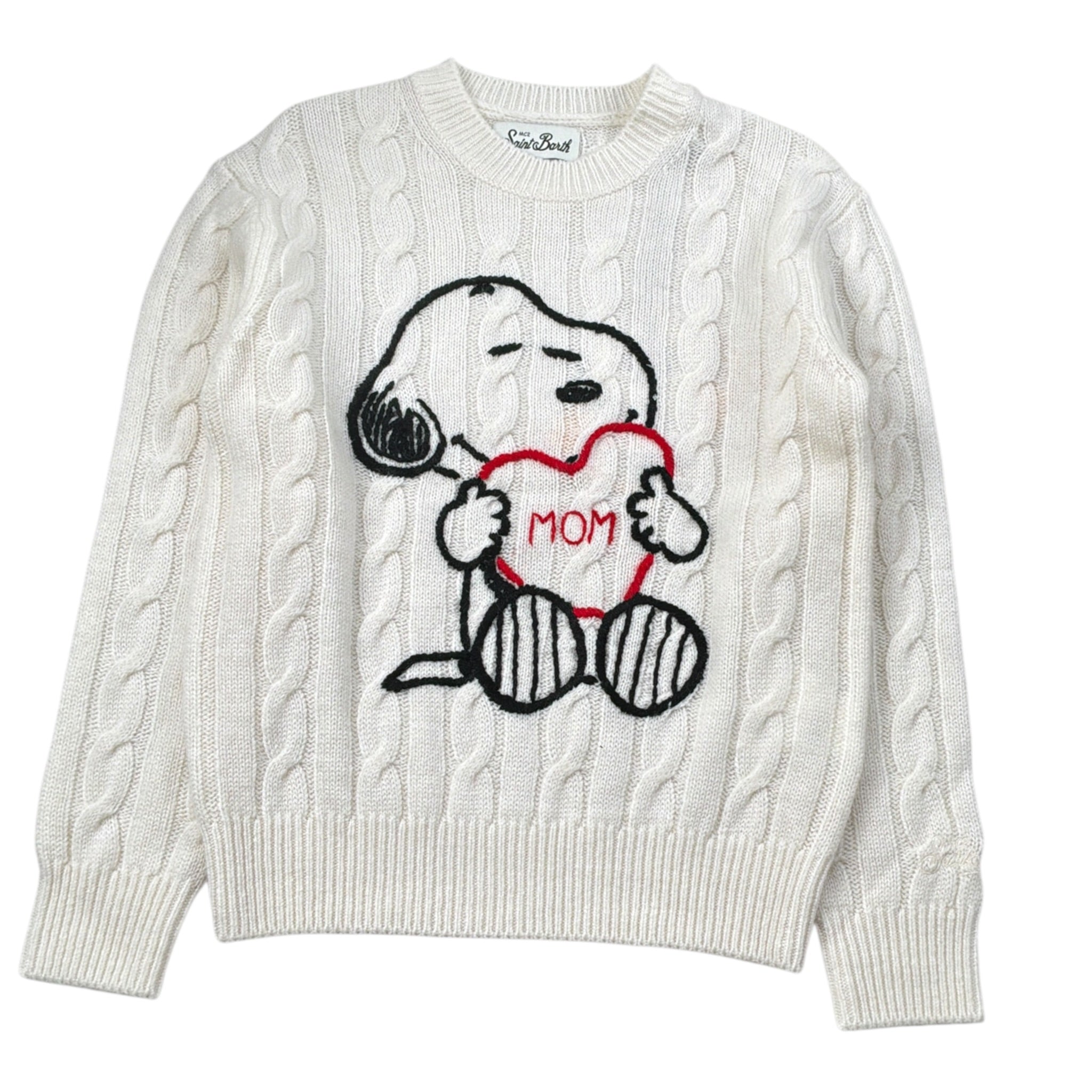 Saint Barth Maglia Girocollo tinta unita con Stampa Panna per Bambina PRC00023 PANNA SAINT BARTH 