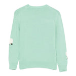 Saint Barth Maglia Girocollo tinta unita con Ricami Pecore Verde Acqua per Bambina PRC0005 VERDE ACQUA SAINT BARTH 