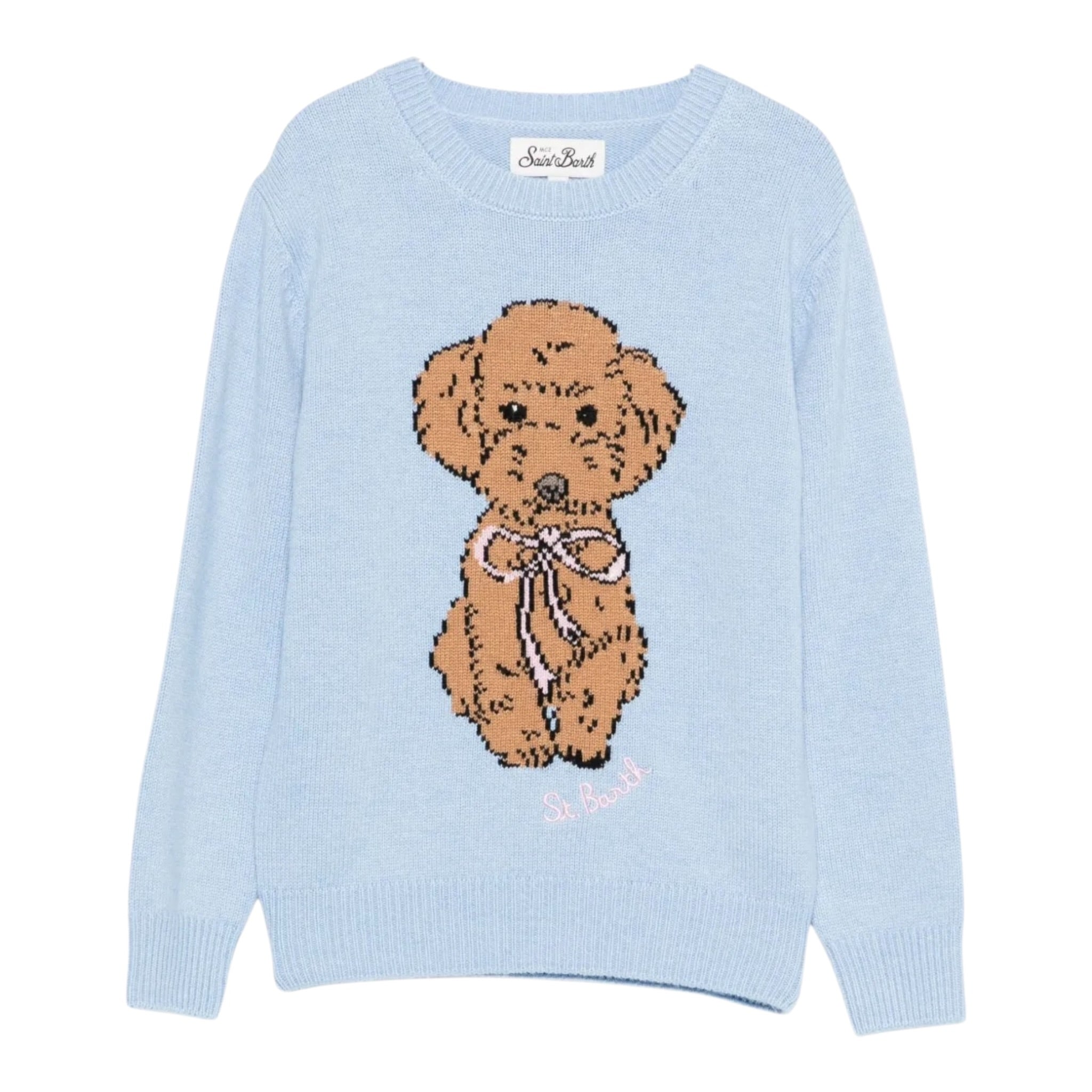 Saint Barth Maglia tinta unita con Stampa Azzurro per Bambina PRC00102215I AZZURRO SAINT BARTH 