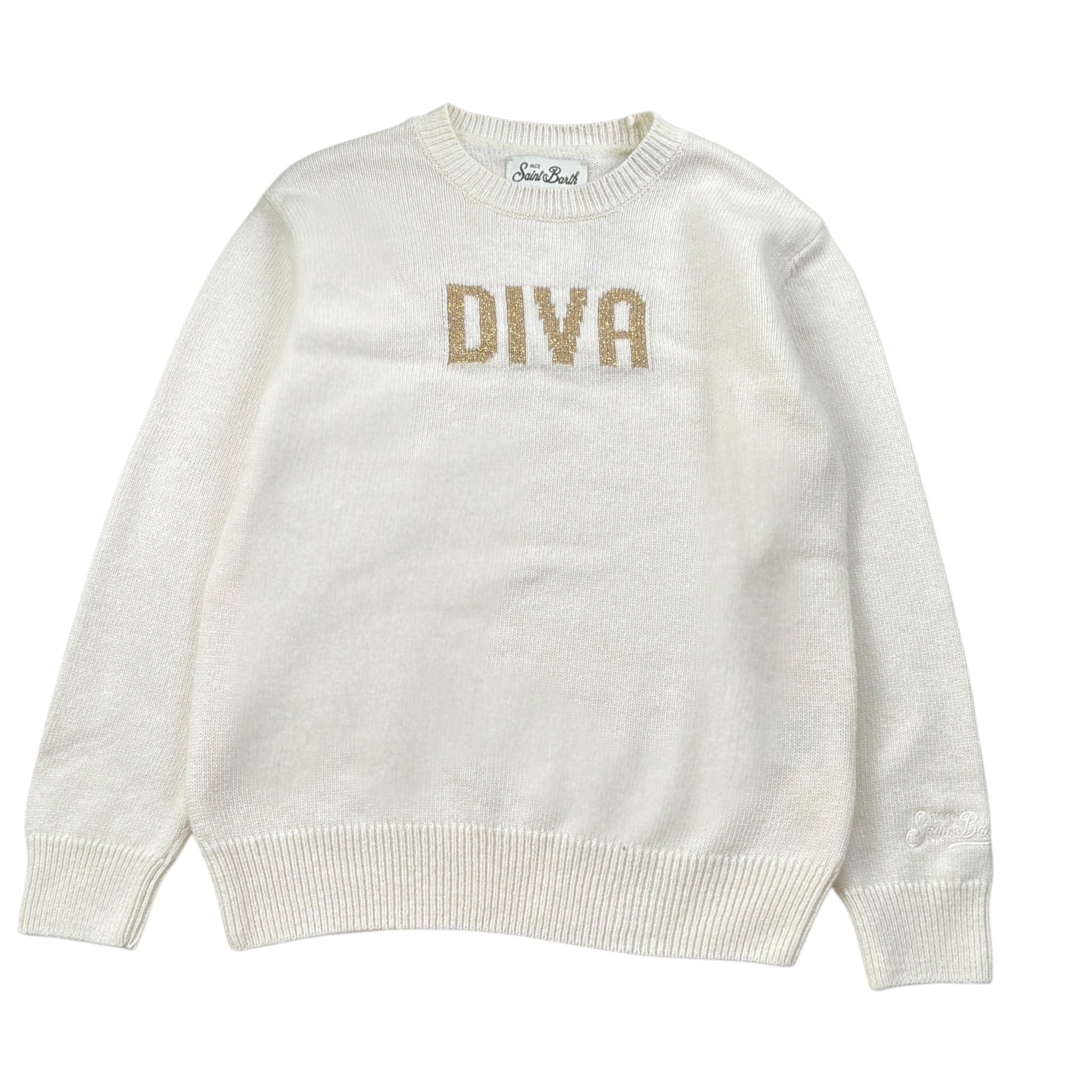 Saint Barth Maglia Tina Unita con Stampa Girocollo Panna per Bambina PRINCESDIVA PANNA SAINT BARTH 