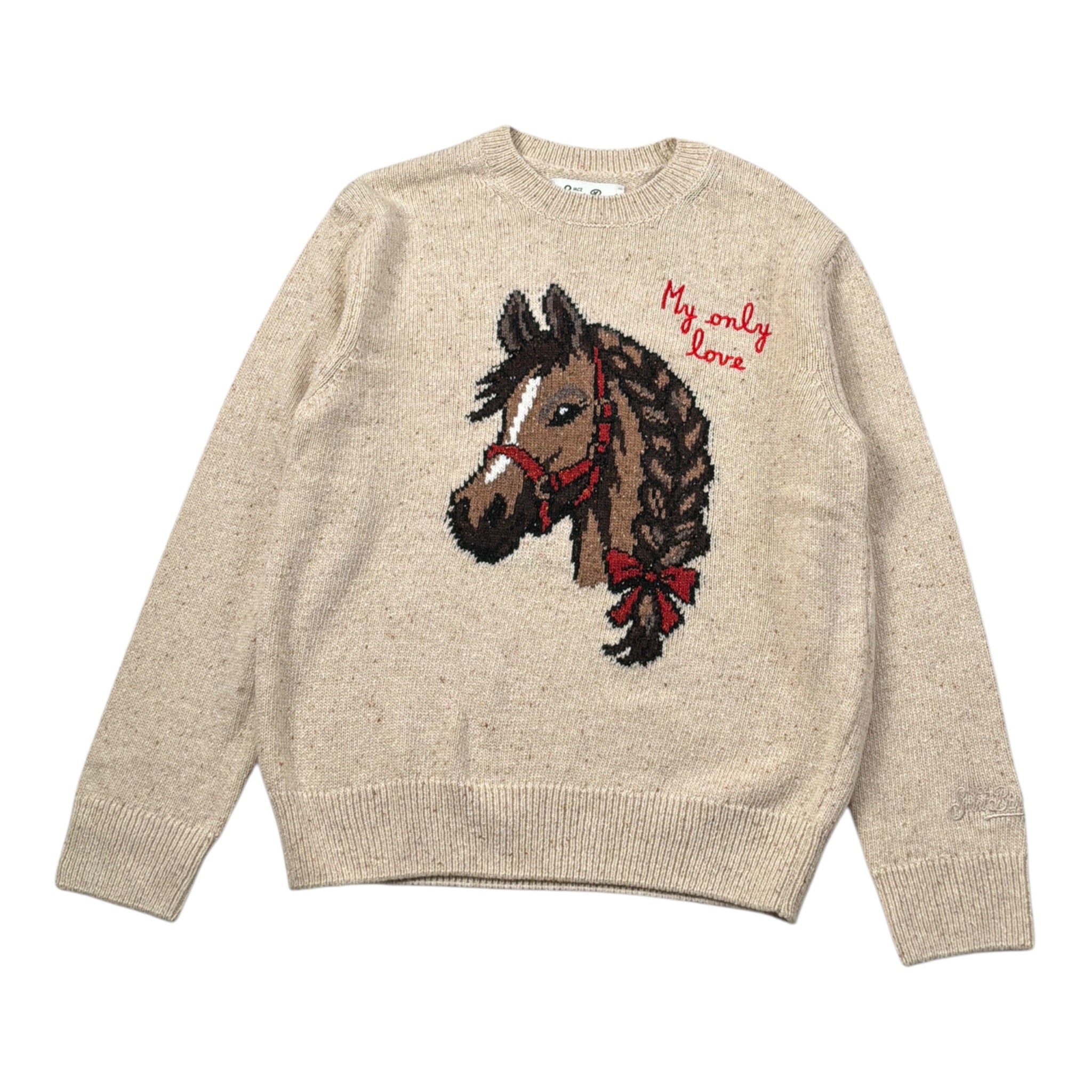 Saint Barth Maglia tinta unita Girocollo con Stampa Sabbia per Bambina PRINCESSDONEGAL SABBIA SAINT BARTH 