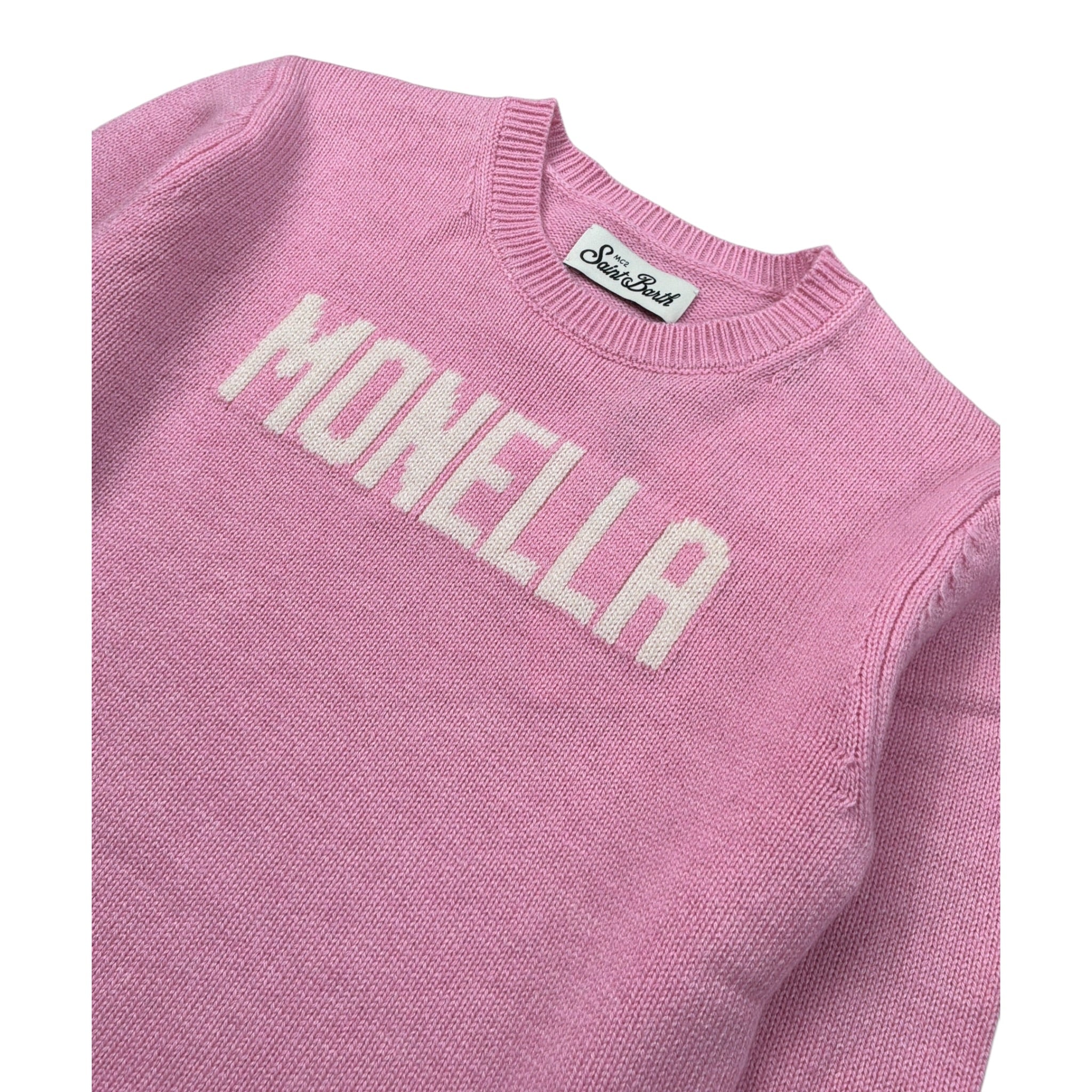 Saint Barth Maglia tinta unita con Stampa Rosa per Bambina PRINCESSMONELLA ROSA SAINT BARTH 