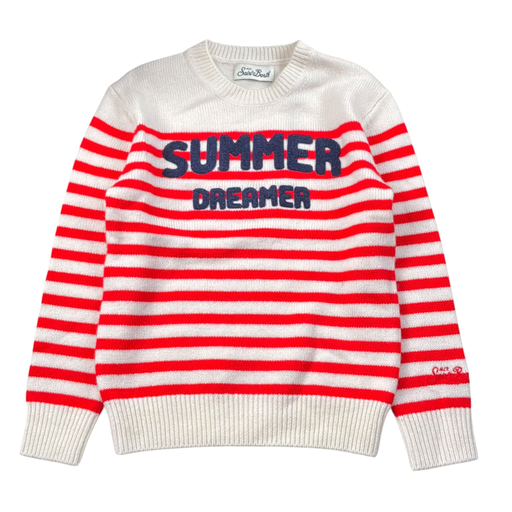Saint Barth Maglia Bicolore con Fantasia A Righe Bianco/Rosso per Bambina PRINCESSSUMME BIANCO/ROSSO SAINT BARTH 