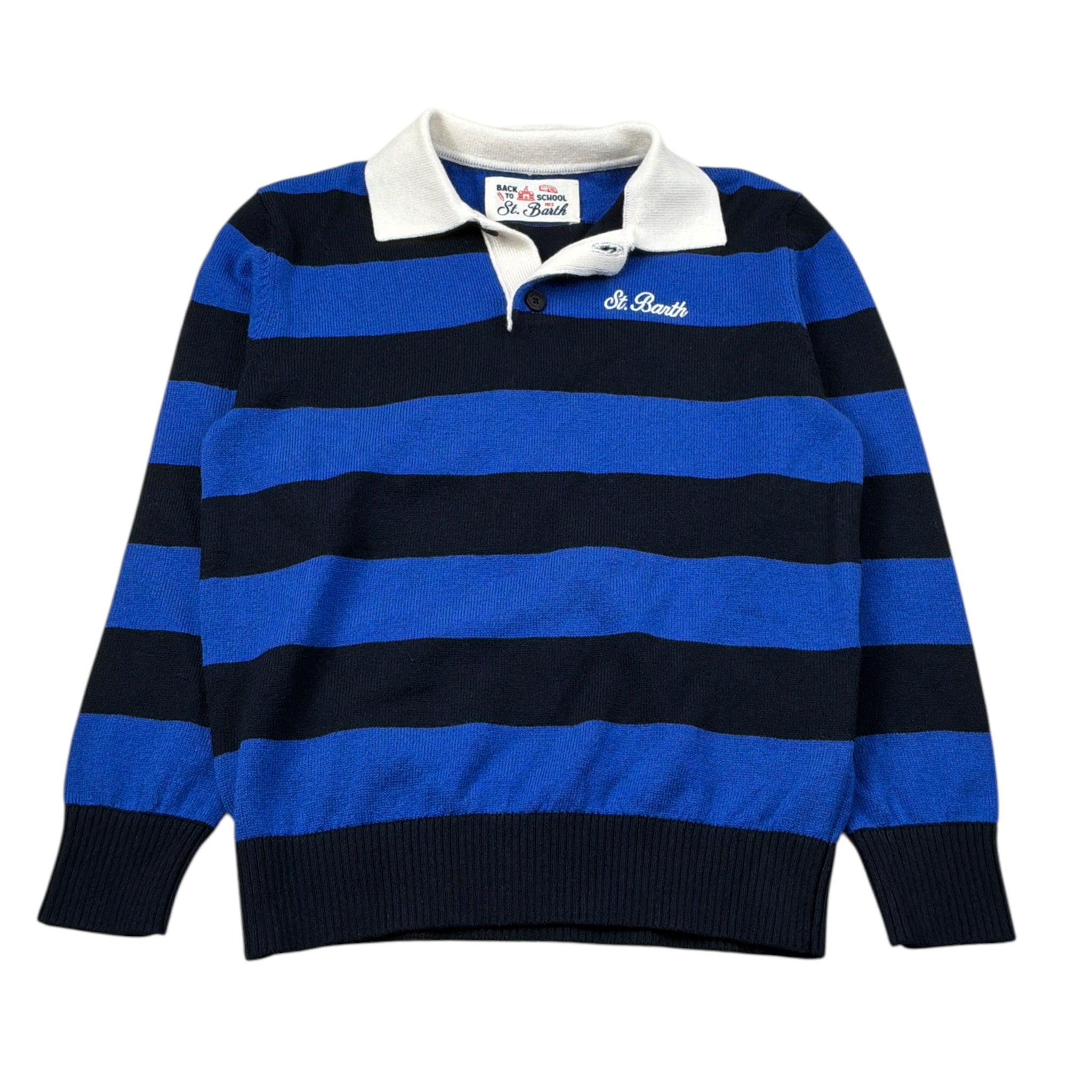 Saint Barth Maglia Bicolore con Colletto Nero/Blu per Bambino ROMEO NERO/BLU SAINT BARTH 