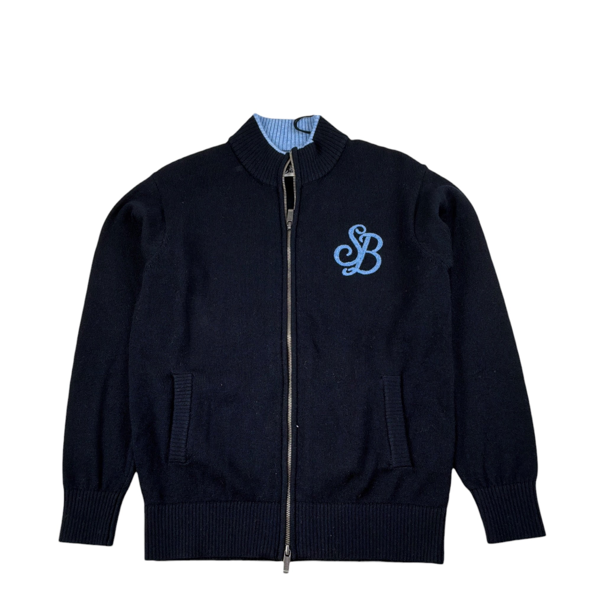 Saint Barth Maglia tinta unita con Zip E Logo Blu per Bambino SBLEGACY BLU SAINT BARTH 
