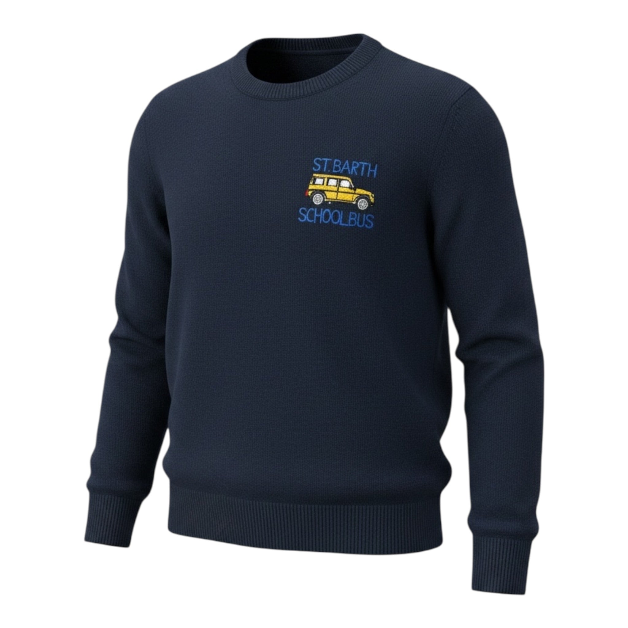 Saint Barth Maglia tinta unita con Stampa Blu per Bambino SBSCHOOL BLU SAINT BARTH 