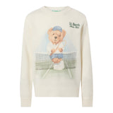 Saint Barth Maglia Girocollo tinta unita con Stampa Panna per Bambino TENNISBEAR PANNA SAINT BARTH 