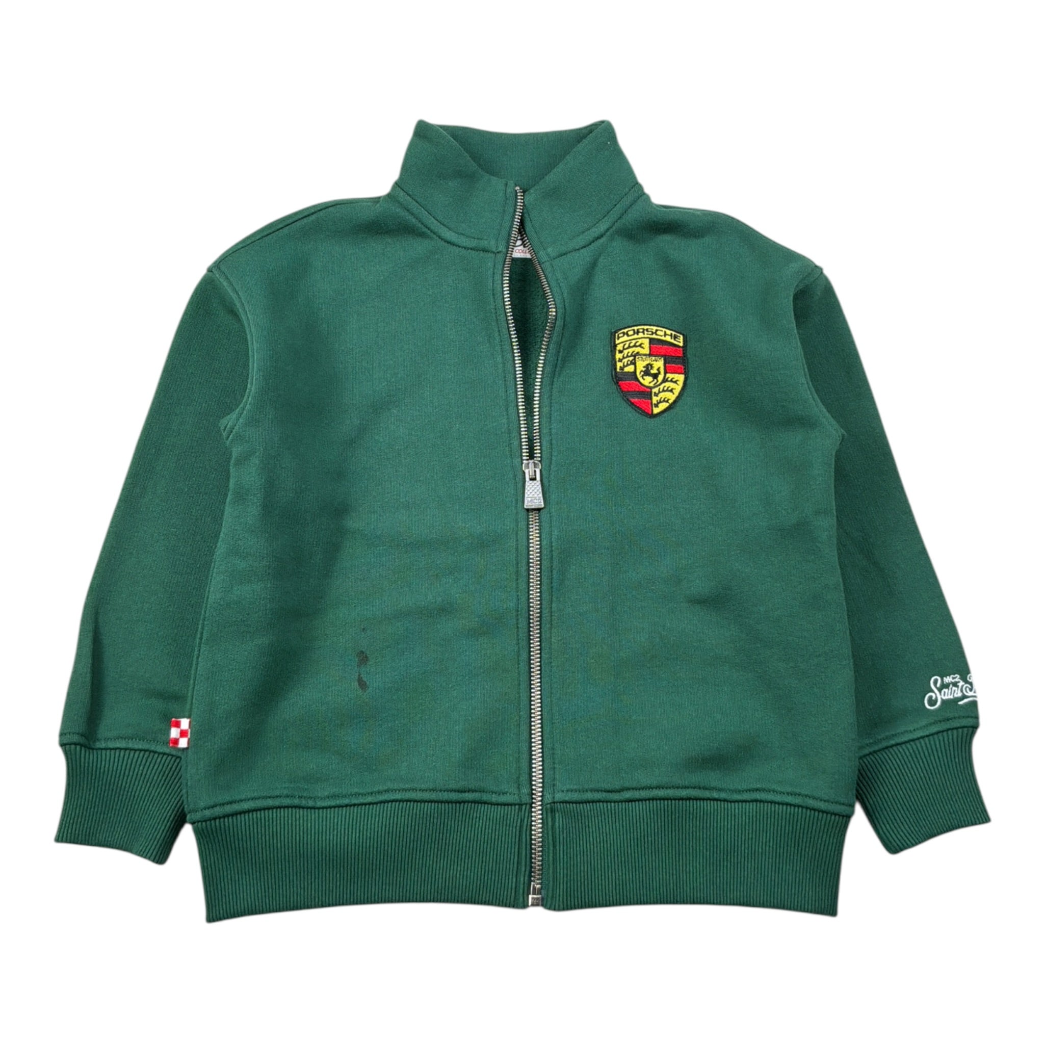 Saint Barth Felpa tinta unita con Zip E Stampa Verde per Bambina WILTONJR VERDE SAINT BARTH 
