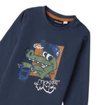 Sarabanda Shirt tinta unita con Stampa Blu per Bambino 0F024 BLU SARABANDA 