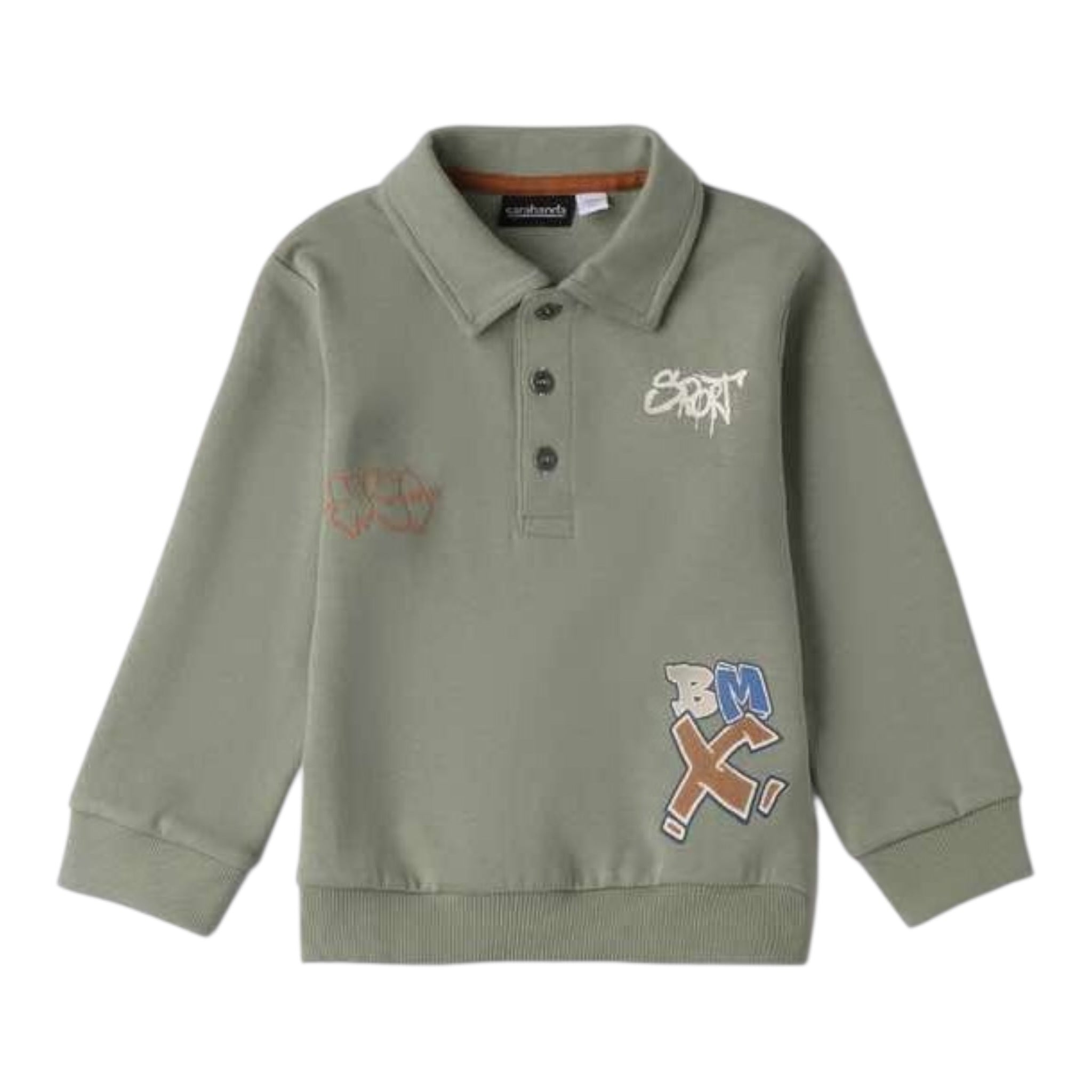 Sarabanda Polo tinta unita con Stampa Verde per Bambino 0F028 VERDE SARABANDA 