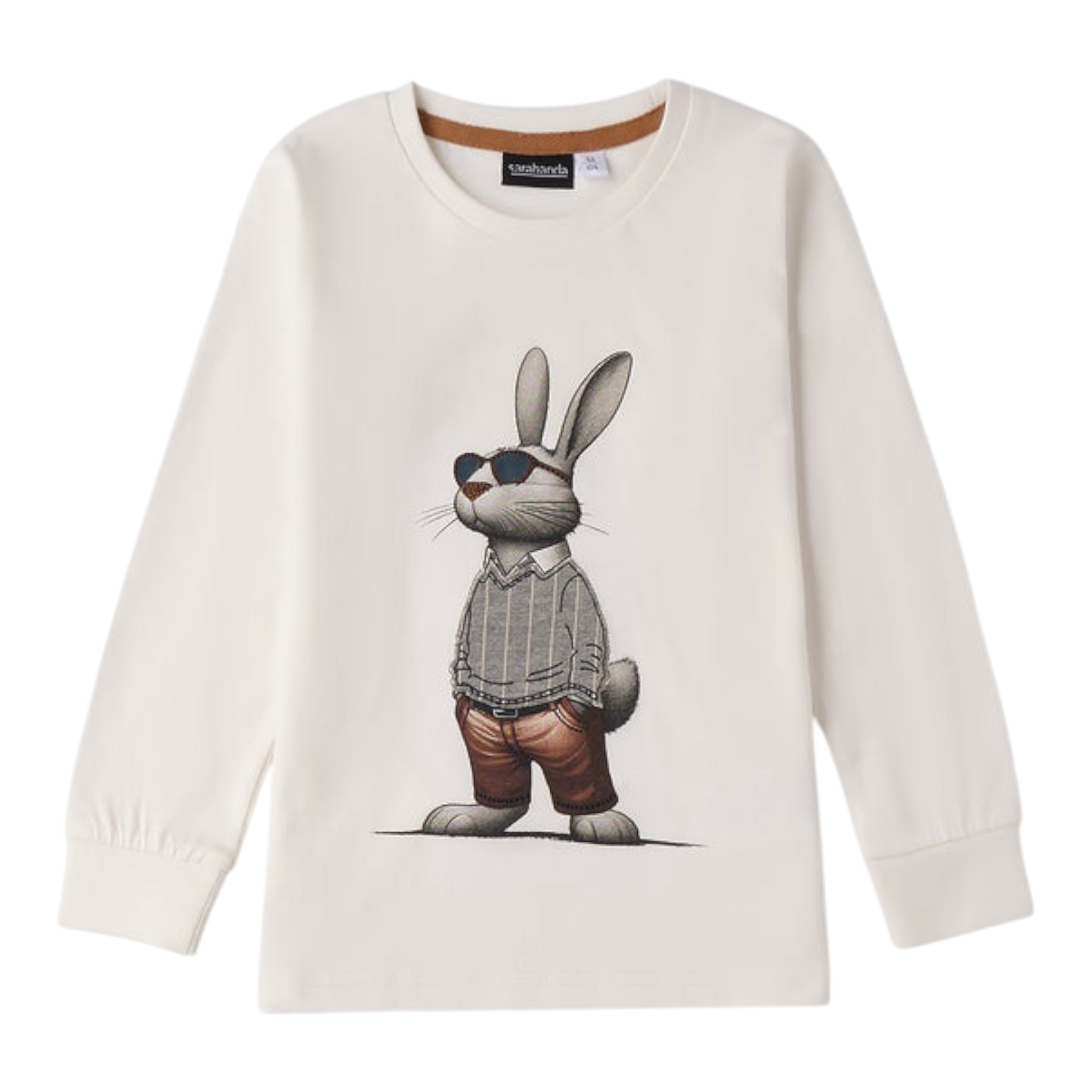 Sarabanda Shirt tinta unita con Stampa Bianco per Bambino 0F131 BIANCO SARABANDA 