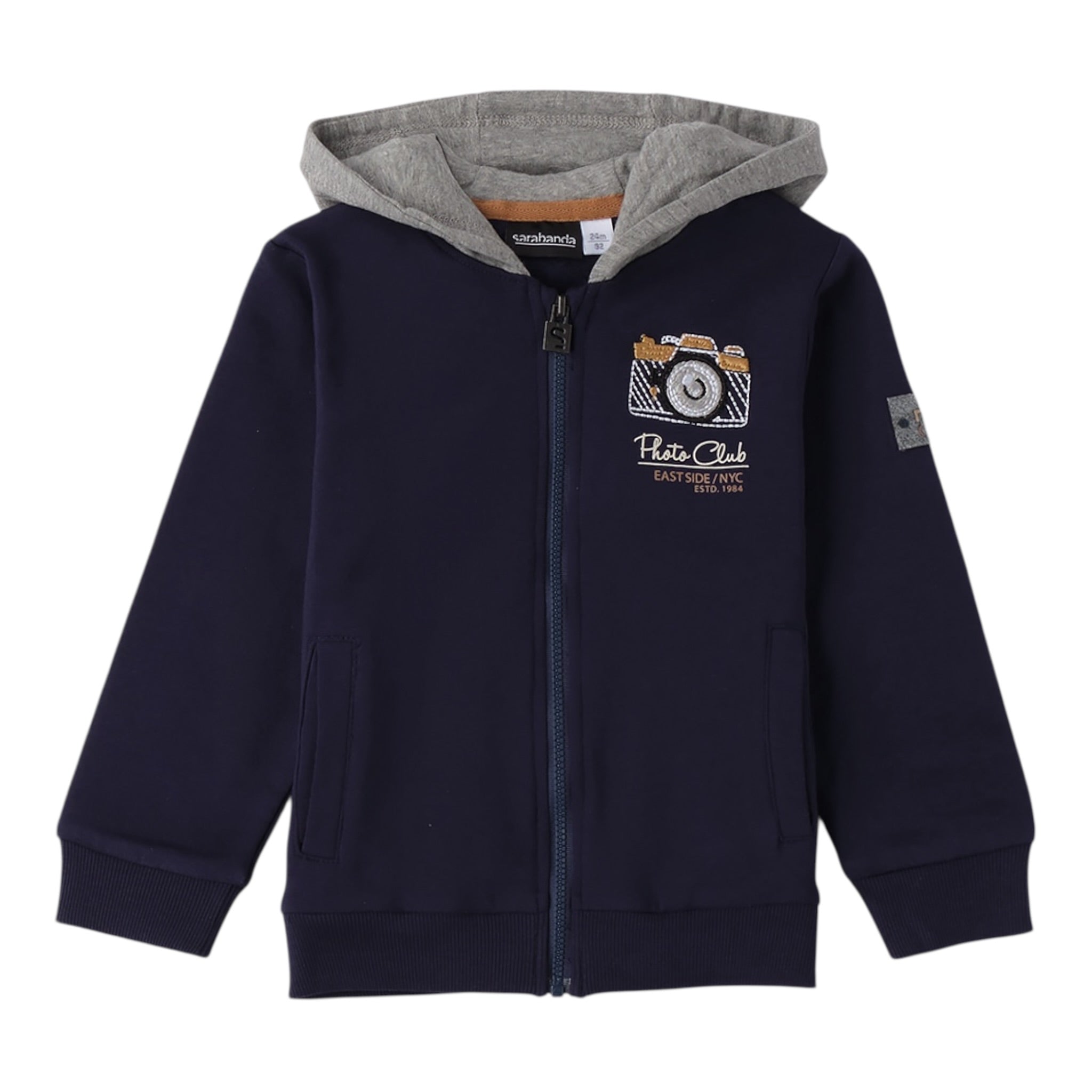 Sarabanda Felpa tinta unita con Cappuccio E Zip Blu per Neonato 0F133NX BLU SARABANDA 
