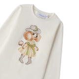 Sarabanda Shirt tinta unita con Stampa Bianco per Bambina 0F306 BIANCO SARABANDA 