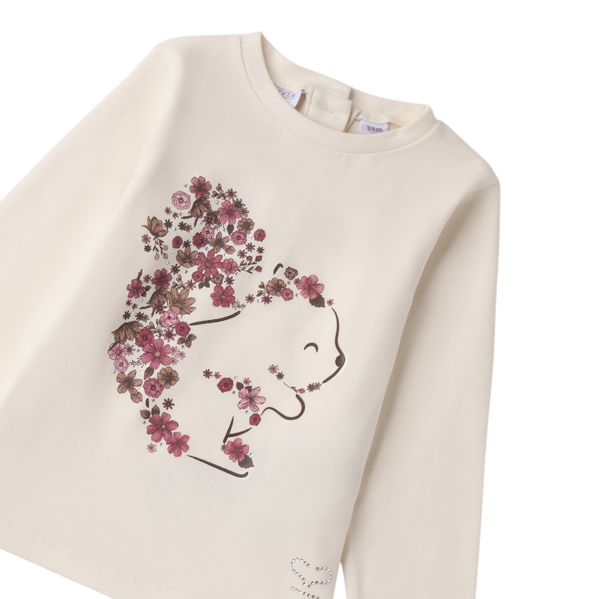 Sarabanda Shirt Girocollo tinta unita con Stampa Panna per Bambina 0F311X PANNA SARABANDA 