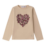 Sarabanda Shirt Girocollo tinta unita con Stampa Beige per Bambina 0F313J BEIGE SARABANDA 