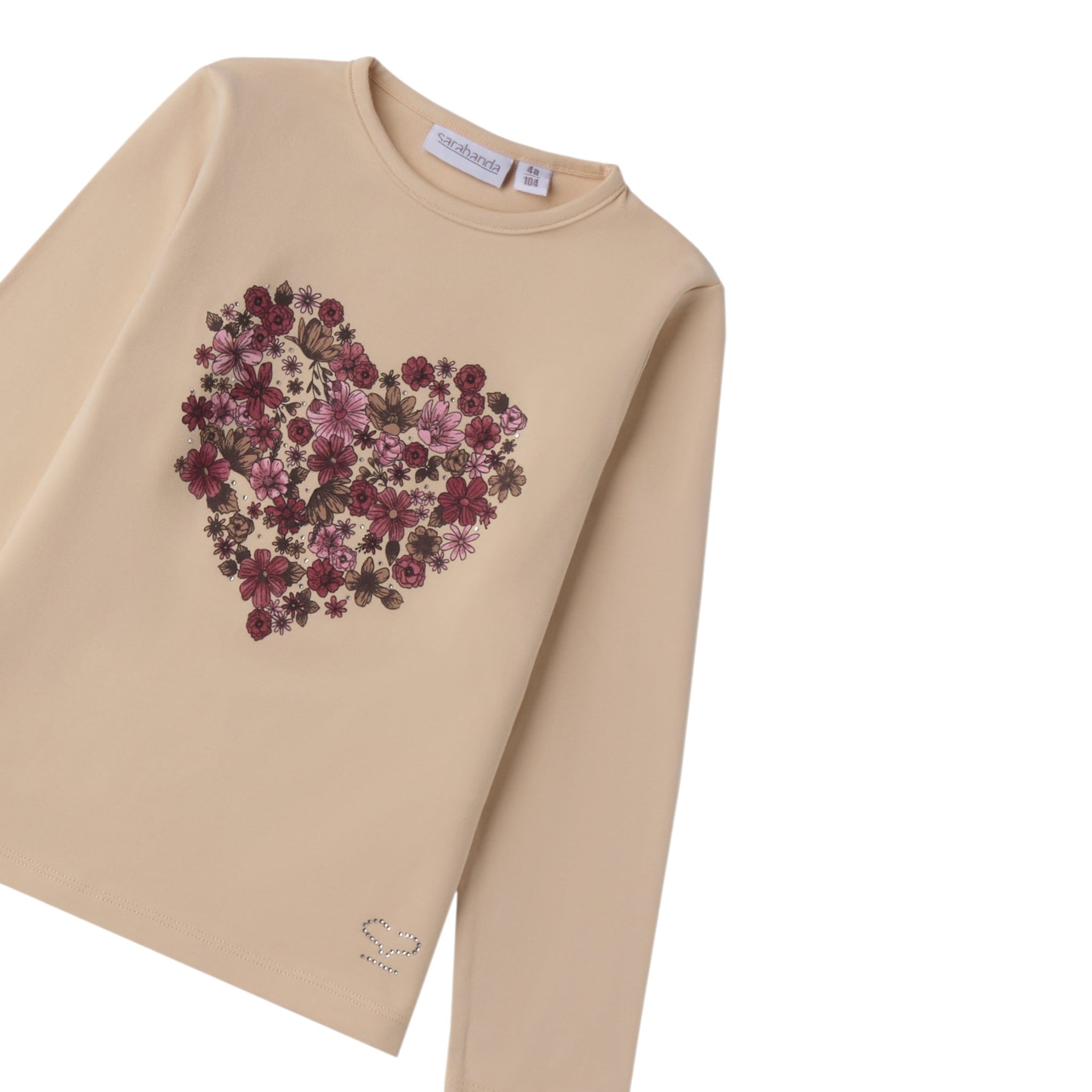 Sarabanda Shirt Girocollo tinta unita con Stampa Beige per Bambina 0F313J BEIGE SARABANDA 