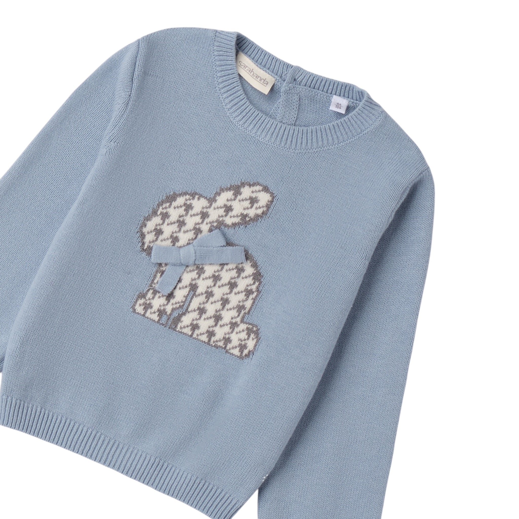 Sarabanda Maglia tinta unita con Stampa Azzurro per Bambina 0F334X AZZURRO SARABANDA 
