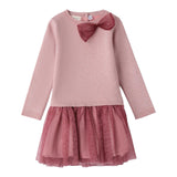 Sarabanda Abito tinta unita con Fiocco E Tulle Rosa per Bambina 0F340 ROSA SARABANDA 