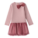 Sarabanda Abito tinta unita con Fiocco E Tulle Rosa per Bambina 0F340X ROSA SARABANDA 