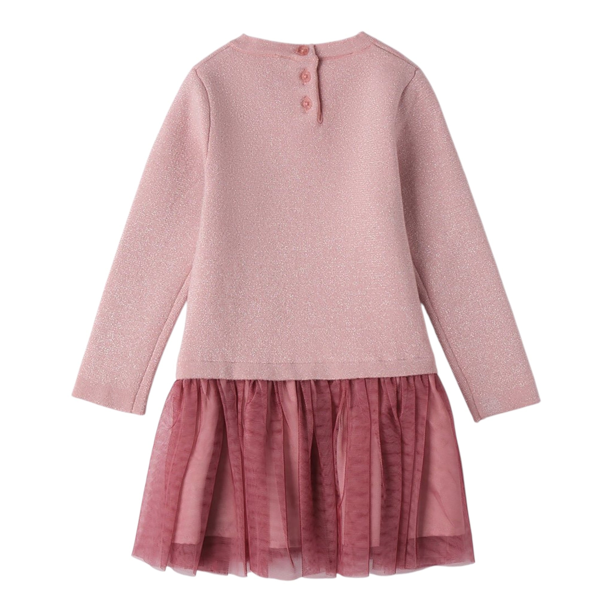 Sarabanda Abito tinta unita con Fiocco E Tulle Rosa per Bambina 0F340X ROSA SARABANDA 