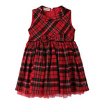 Sarabanda Abito Giromanica tinta unita Fantasia Scozzese Rosso per Bambina 0F342 ROSSO SARABANDA 