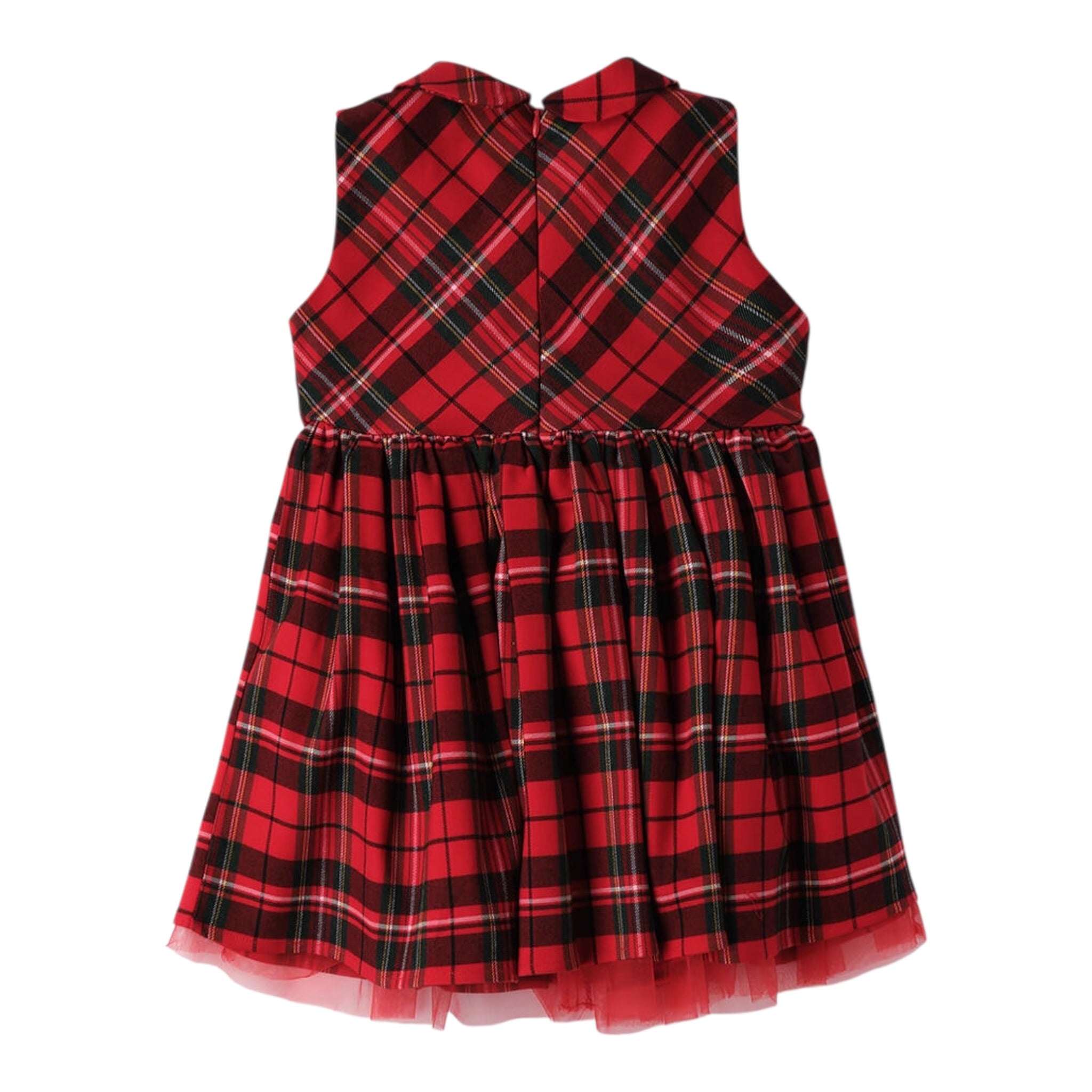 Sarabanda Abito Giromanica tinta unita Fantasia Scozzese Rosso per Bambina 0F342 ROSSO SARABANDA 