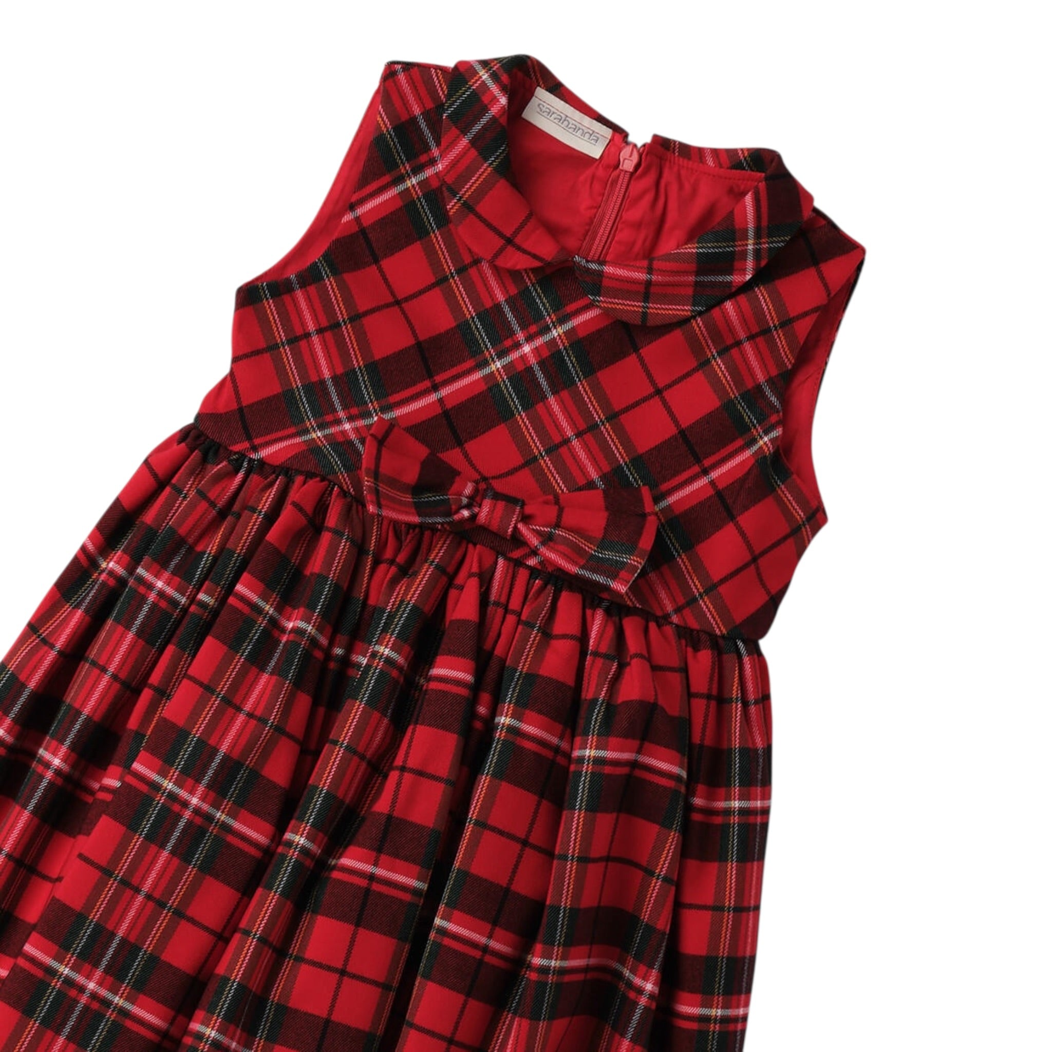 Sarabanda Abito Giromanica tinta unita Fantasia Scozzese Rosso per Bambina 0F342 ROSSO SARABANDA 