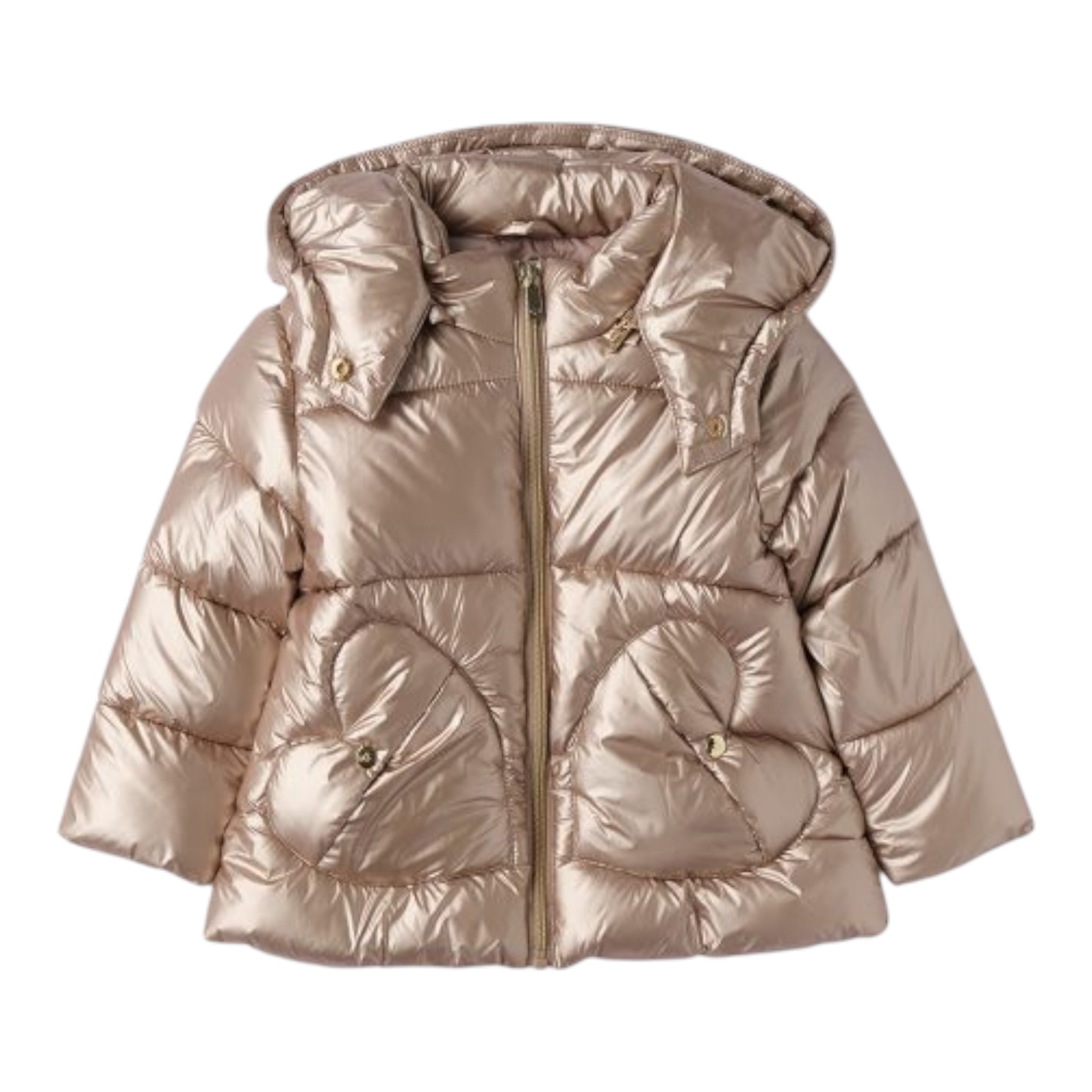 Sarabanda Giubbino tinta unita con Zip E Cappuccio Bronzo per Bambina 0F375 BRONZO SARABANDA 