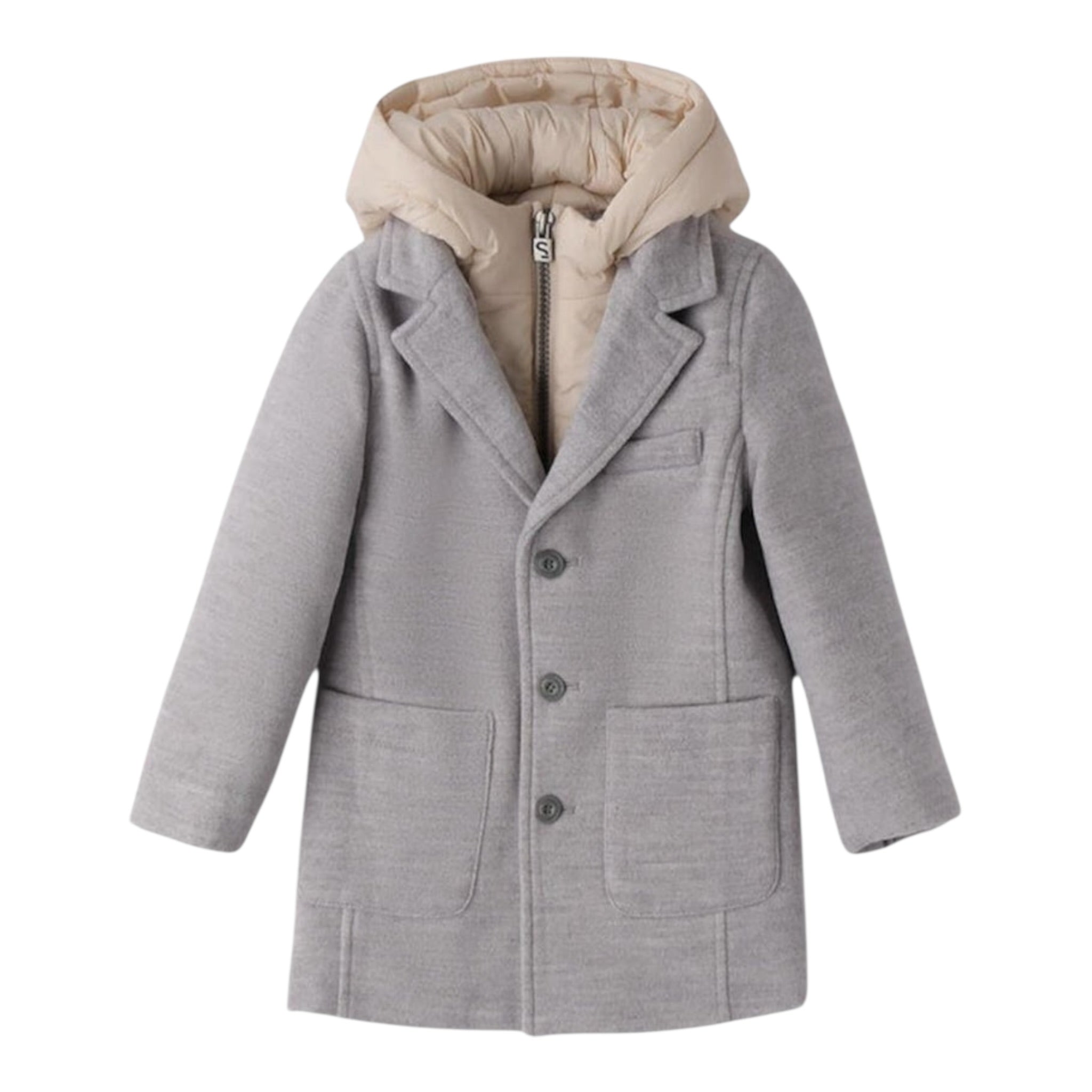 Sarabanda Cappotto tinta unita con Cappuccio Grigio per Neonato F181 GRIGIO SARABANDA 