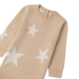 Sarabanda Abito tinta unita In Maglia Beige per Bambina F338 BEIGE SARABANDA 