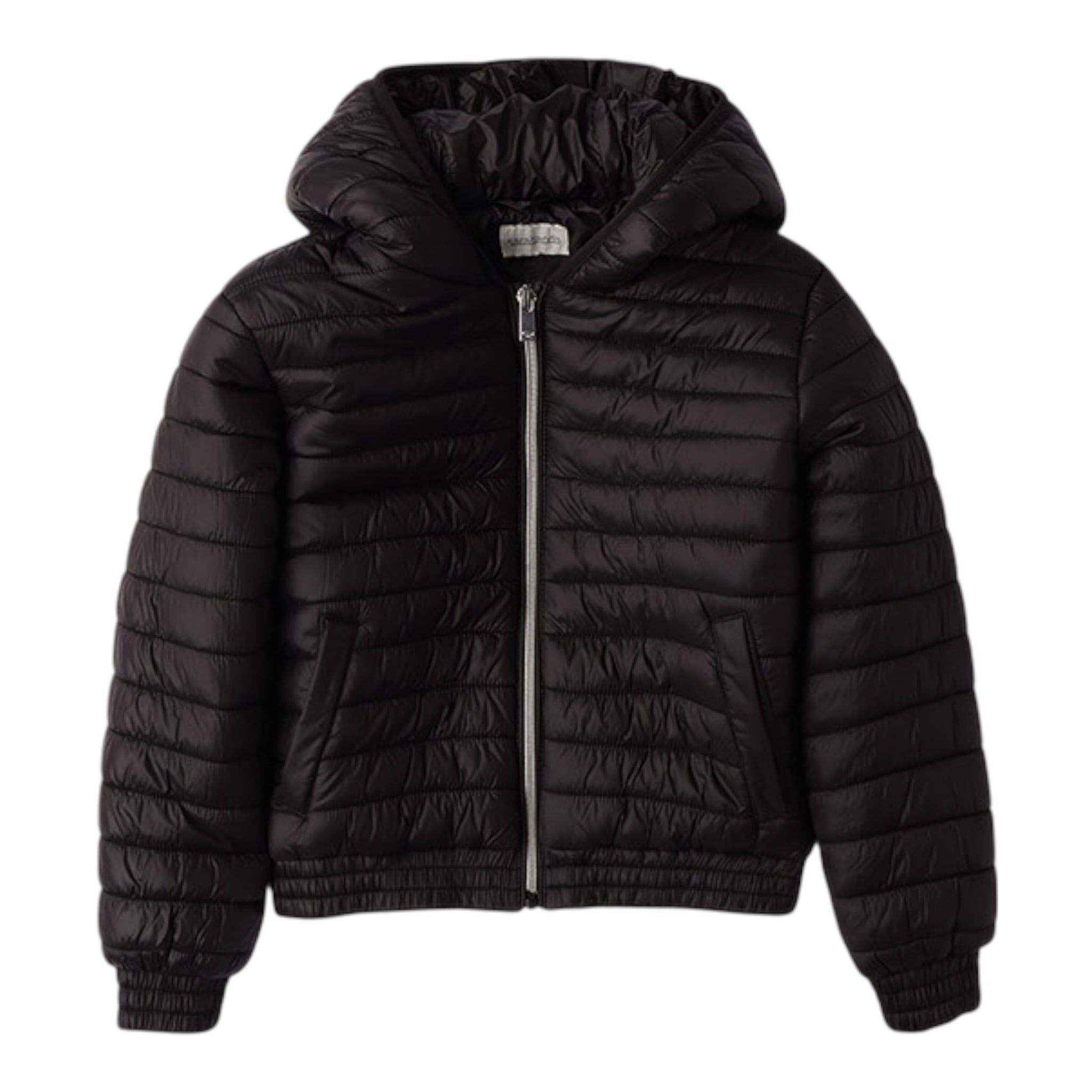 Sarabanda Giubbino tinta unita con Zip E Cappuccio Nero per Bambina F491F NERO SARABANDA 