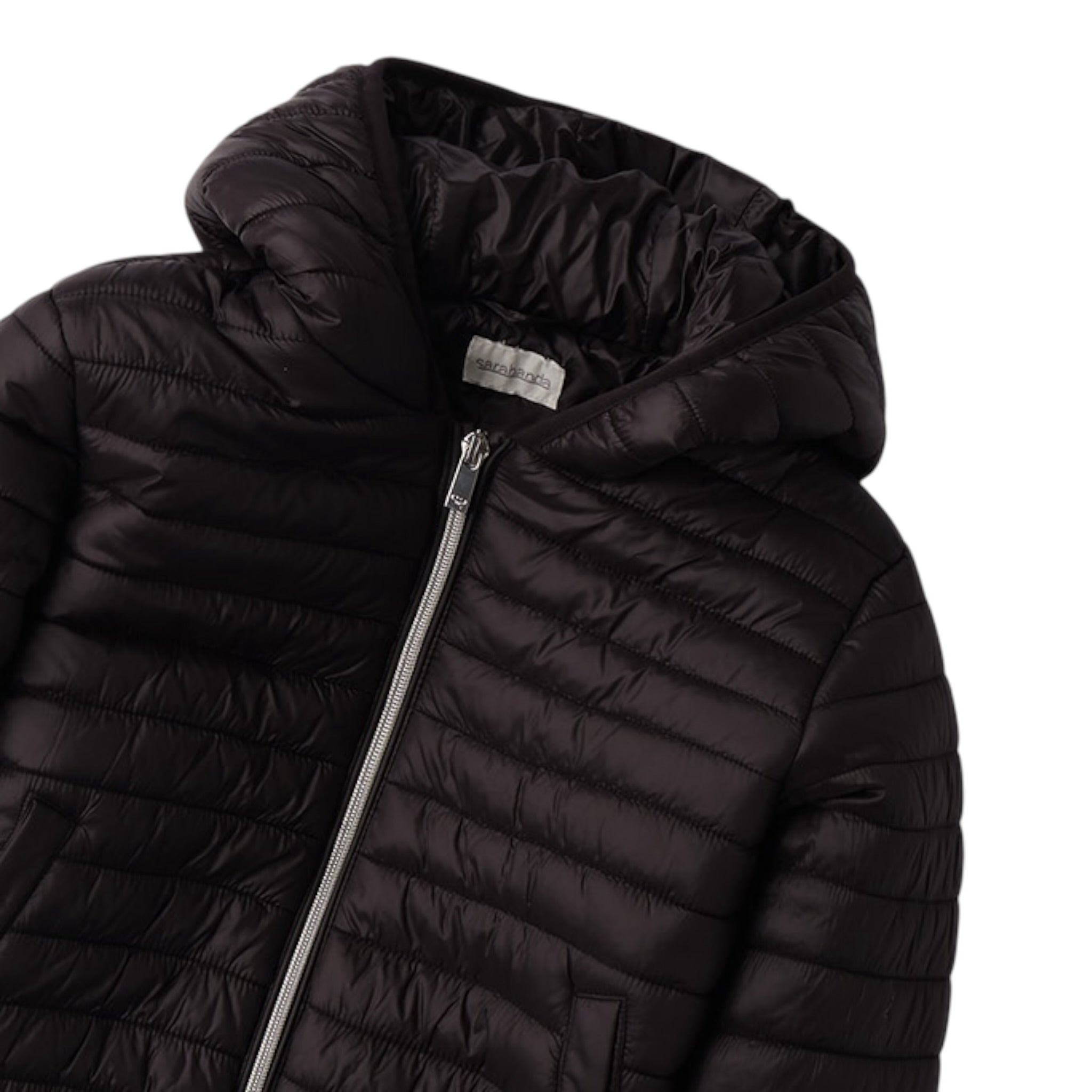 Sarabanda Giubbino tinta unita con Zip E Cappuccio Nero per Bambina F491F NERO SARABANDA 